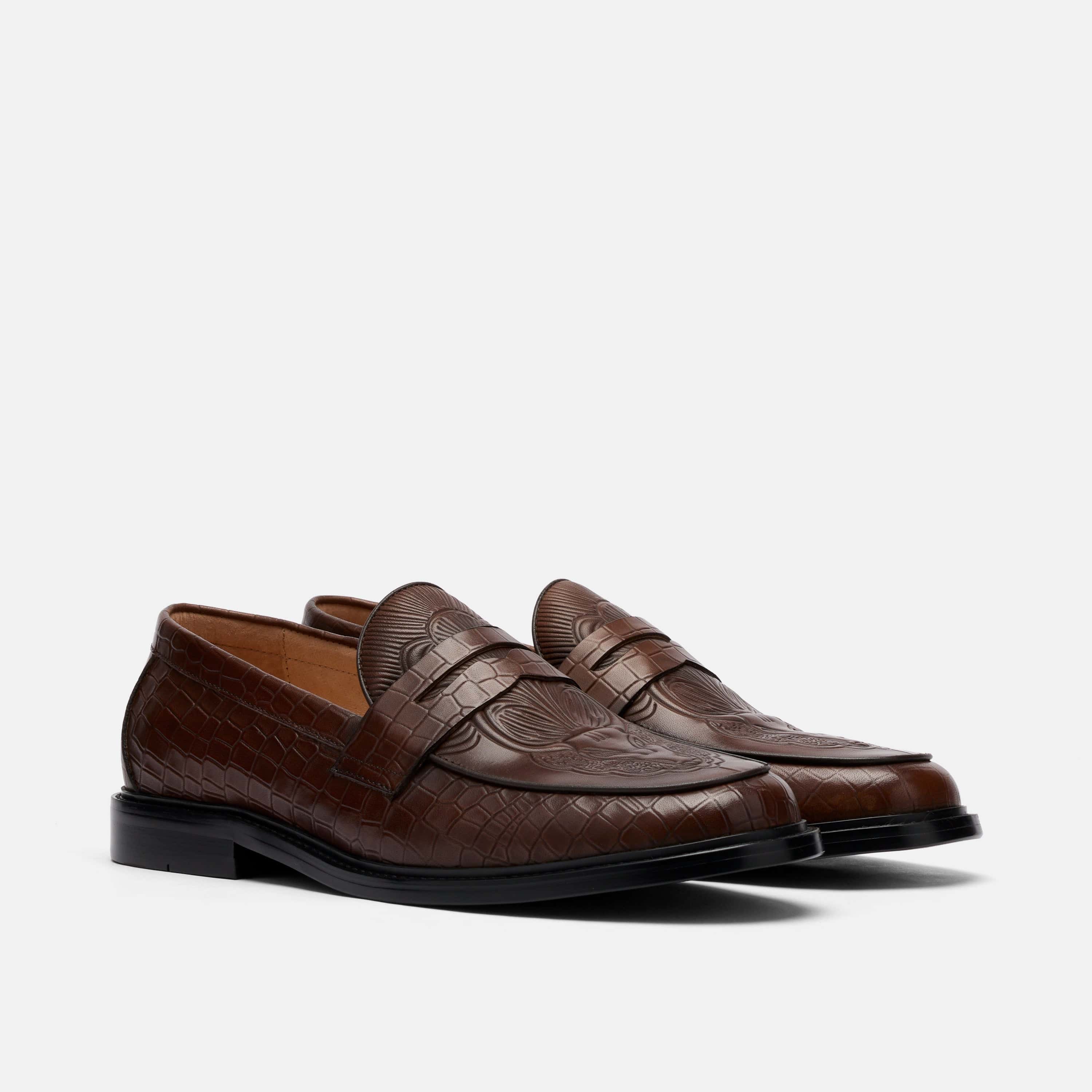 Calum Brown Bull Leather Penny Loafers - Image 2