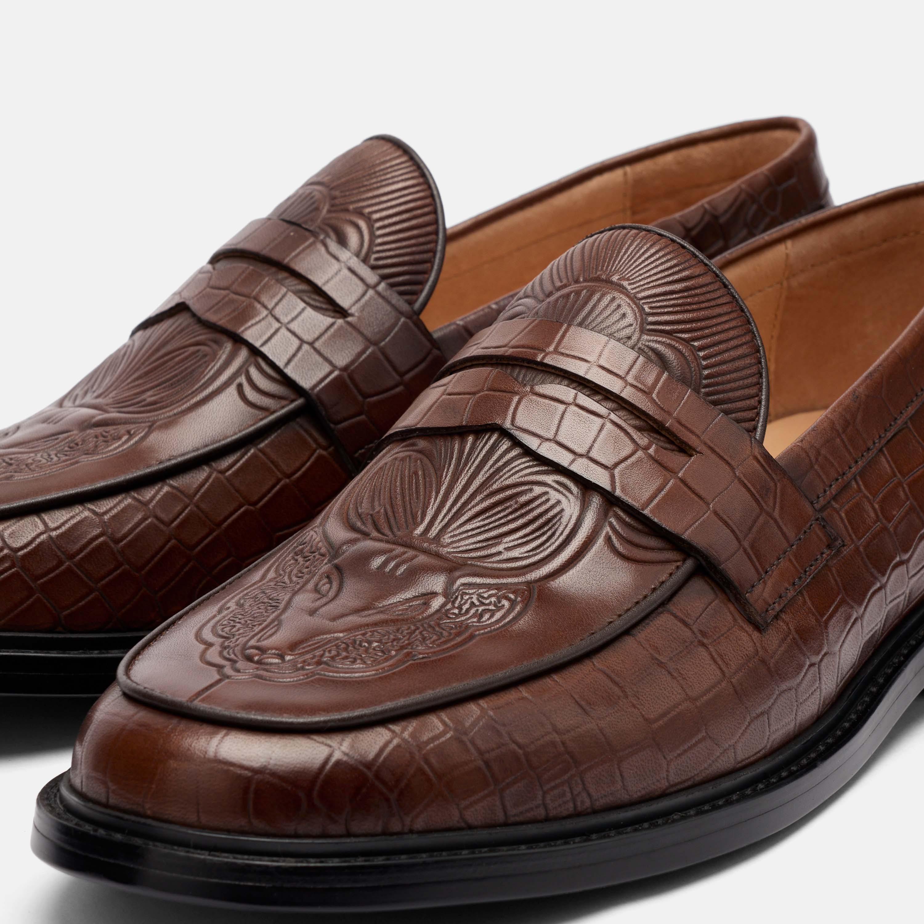 Calum Brown Bull Leather Penny Loafers - Image 3