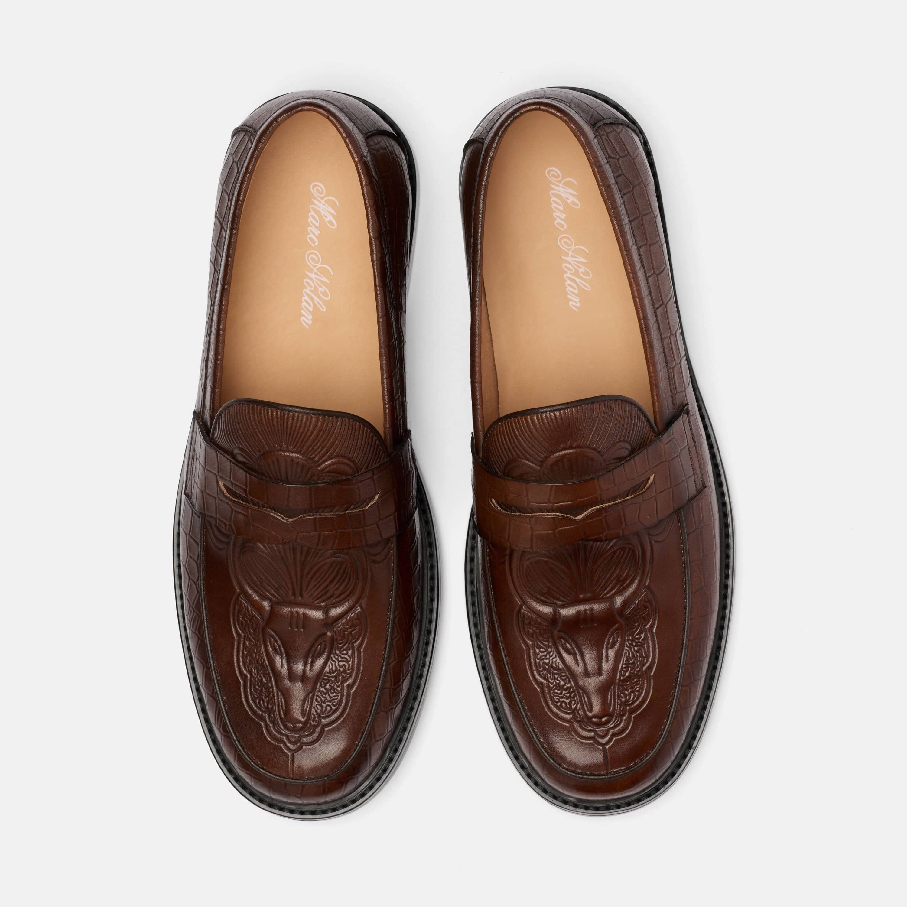 Calum Brown Bull Leather Penny Loafers - Image 5