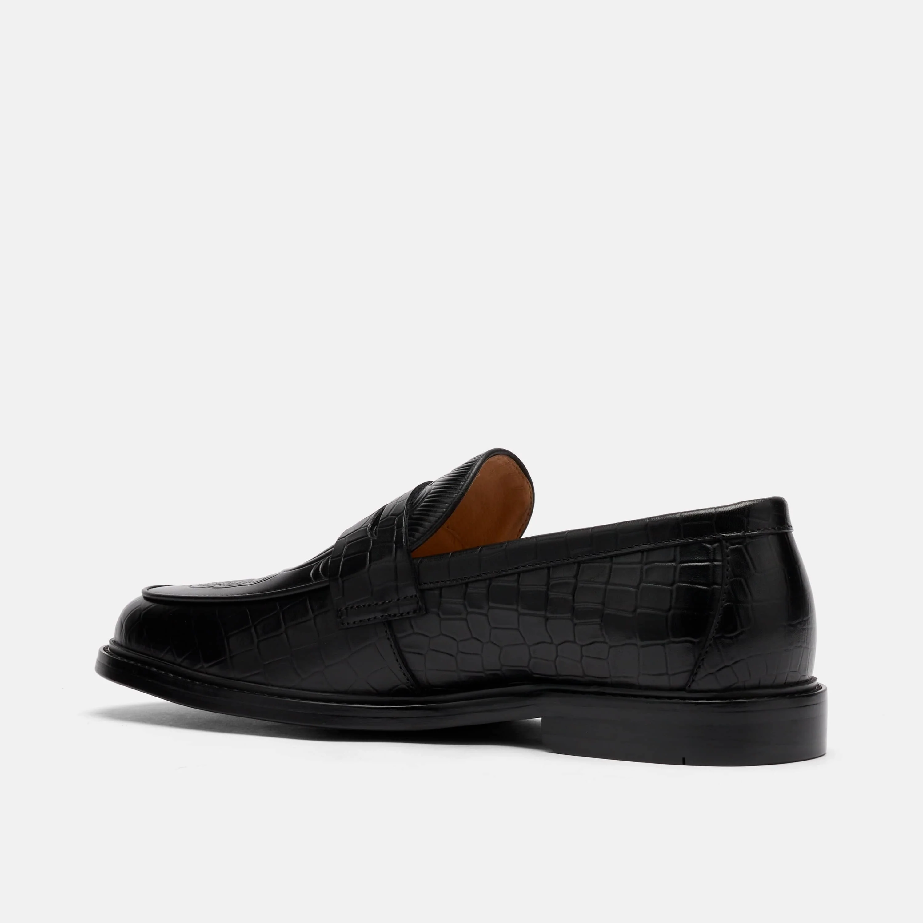 Calum Black Bull Leather Penny Loafers - Image 4