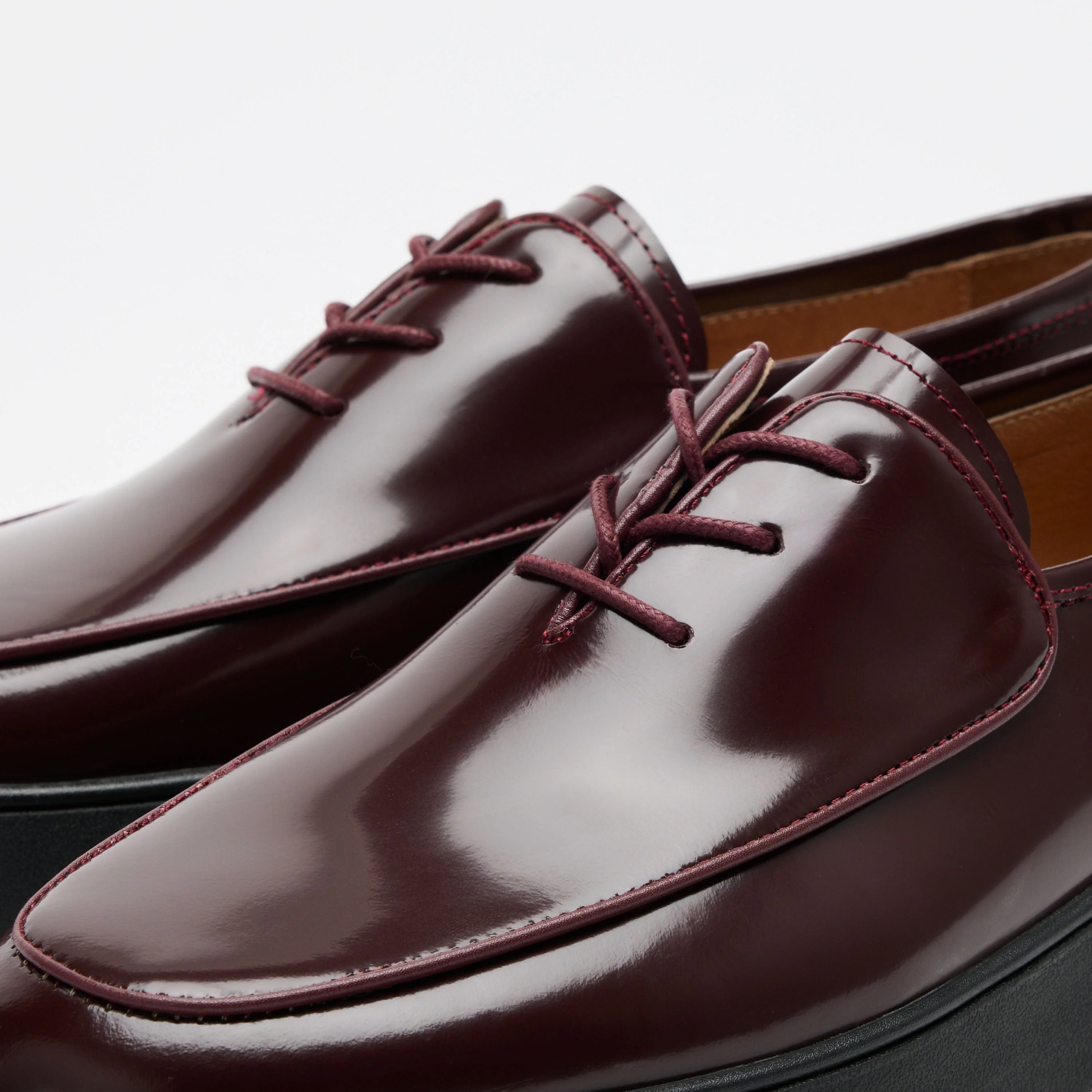 Cannes Burgundy Patent Leather Lace-Up Sneakers - Image 3
