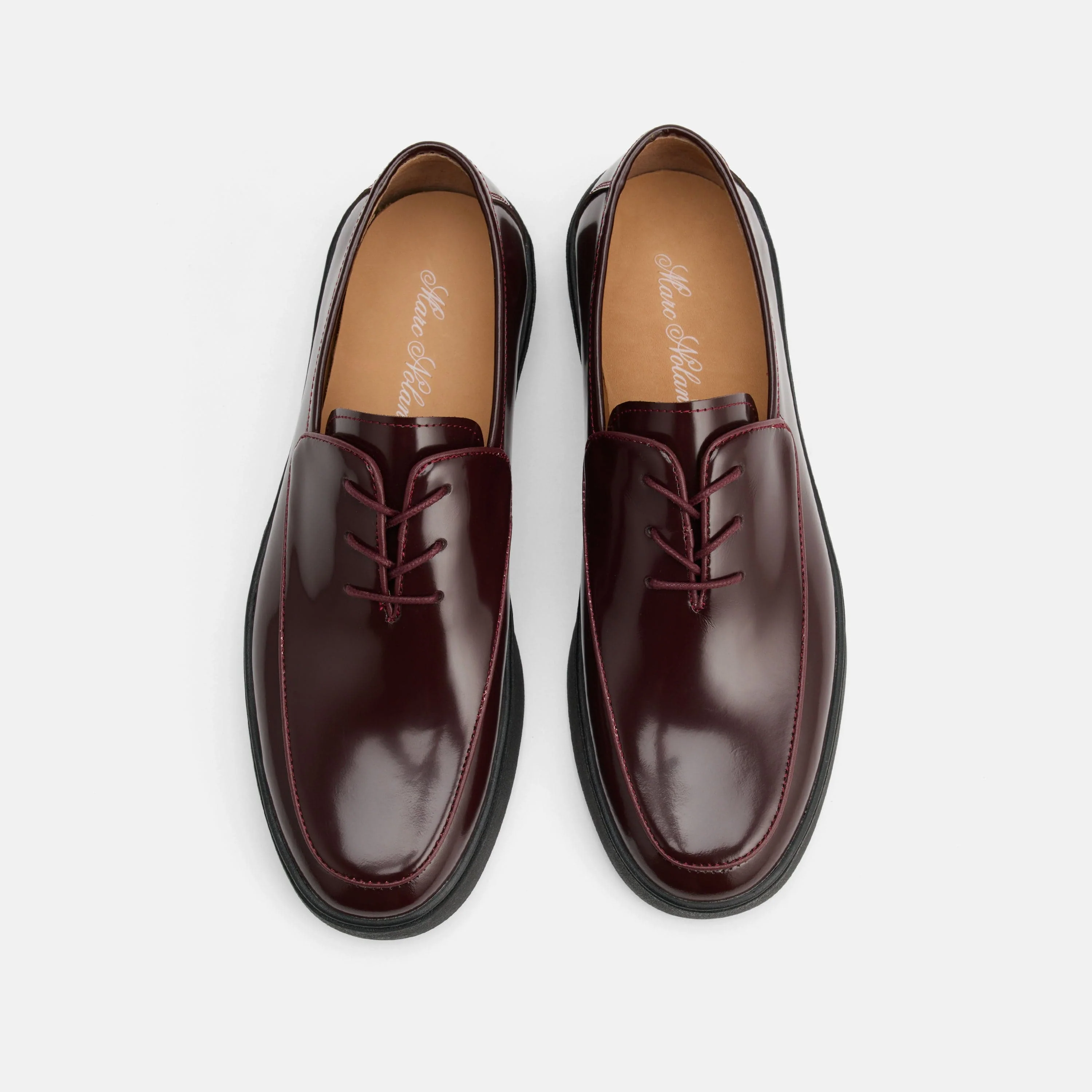 Cannes Burgundy Patent Leather Lace-Up Sneakers - Image 5