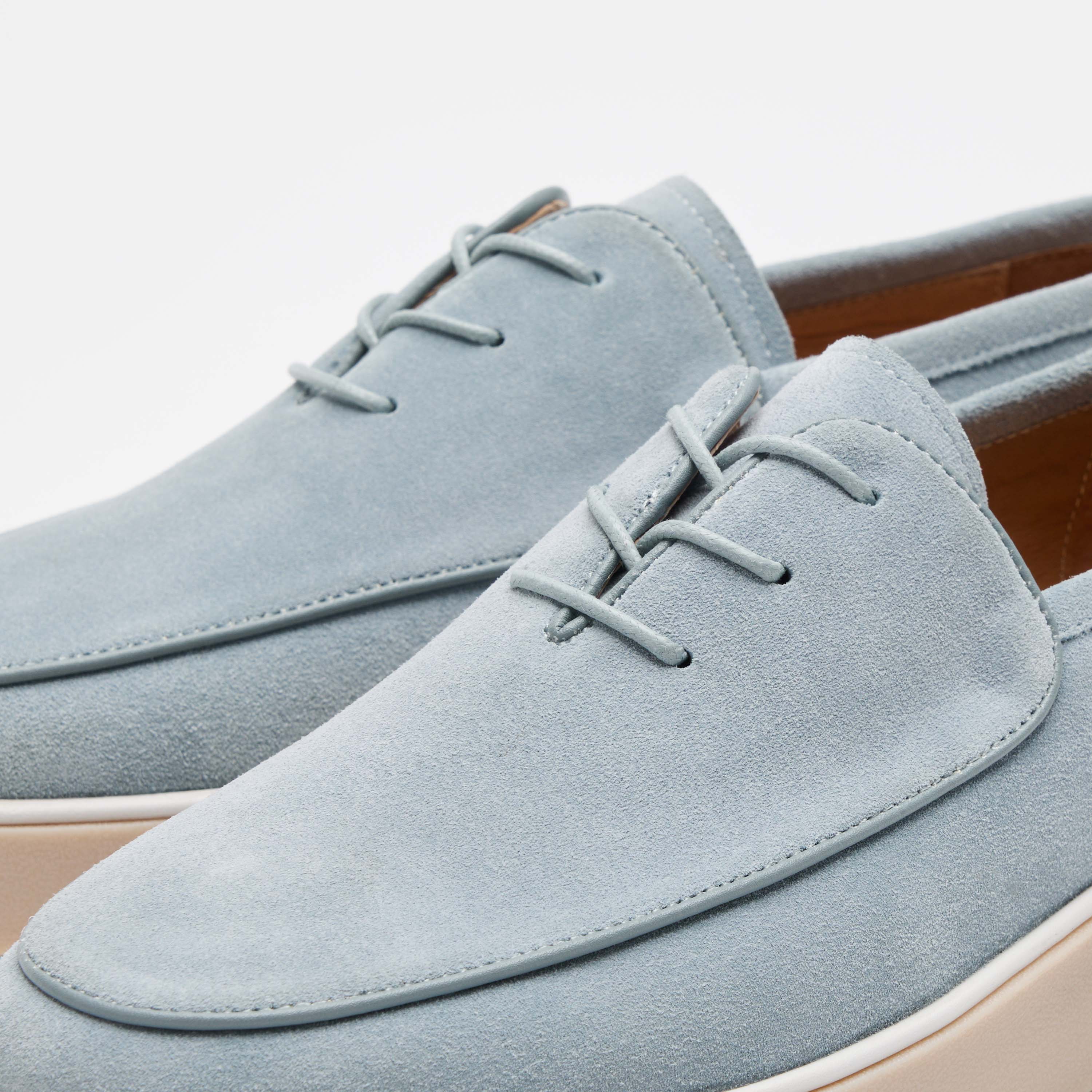 Cannes Sky Blue Suede Lace-Up Sneakers - Image 3