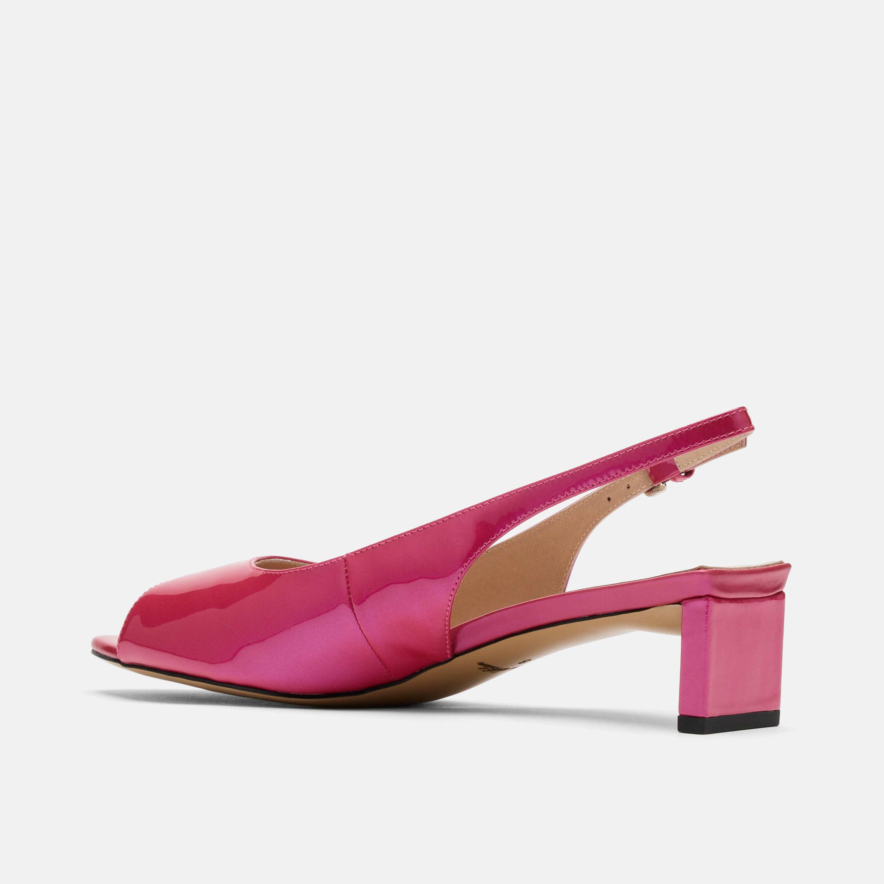 Carmen Magenta Patent Leather Slingback Peep Toe Heels - Image 4