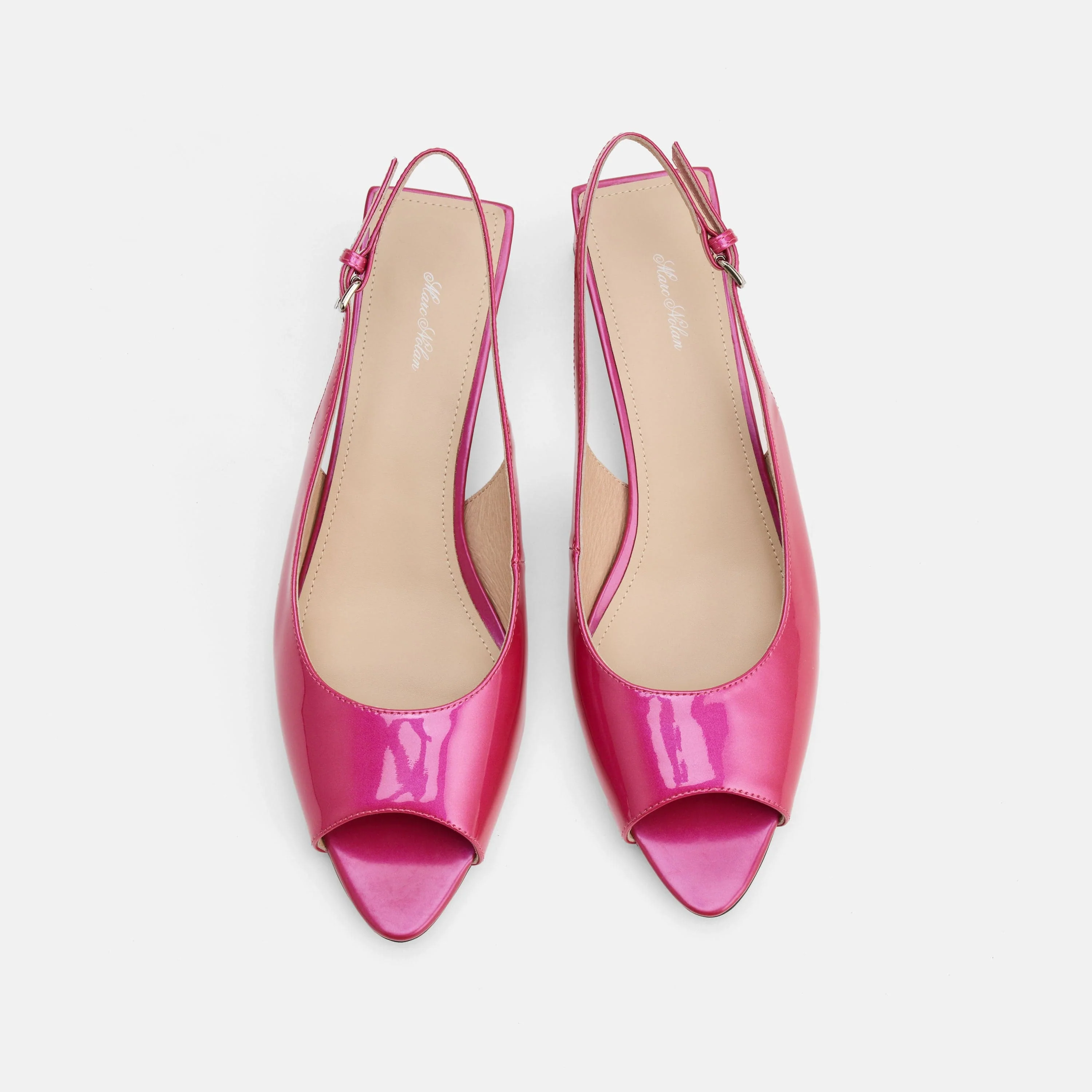 Carmen Magenta Patent Leather Slingback Peep Toe Heels - Image 5