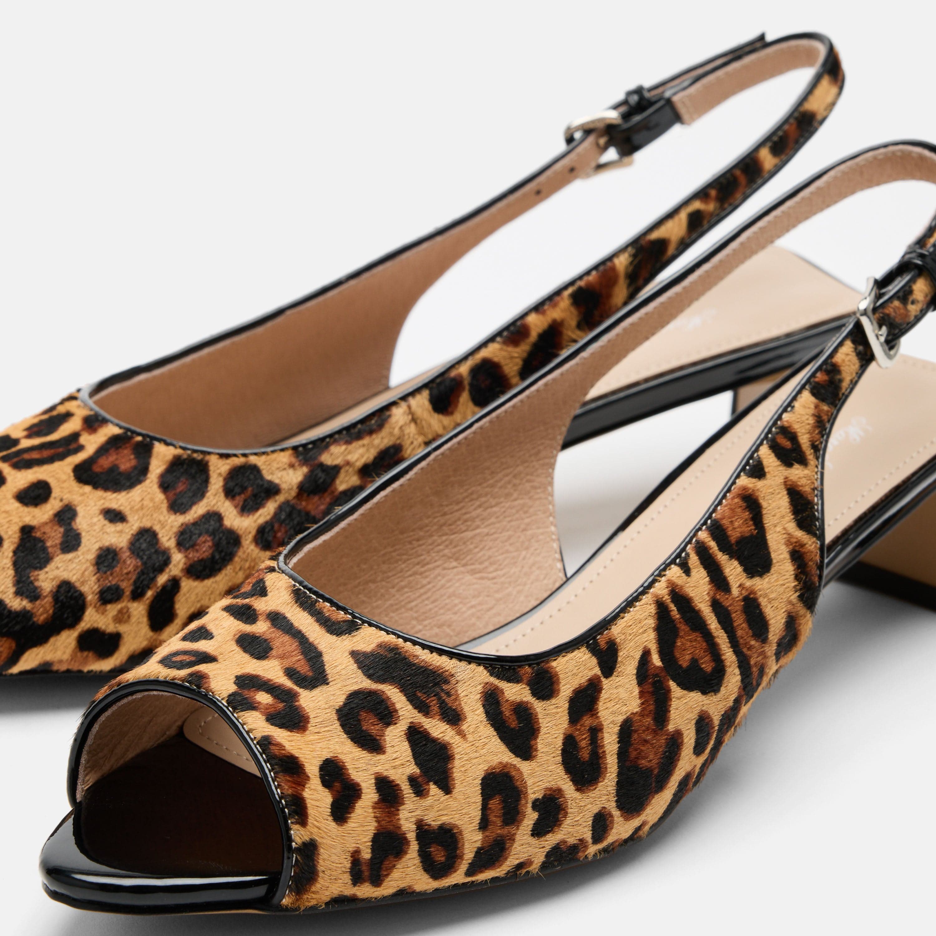 Carmen Leopard Suede Slingback Peep Toe Heels - Image 3