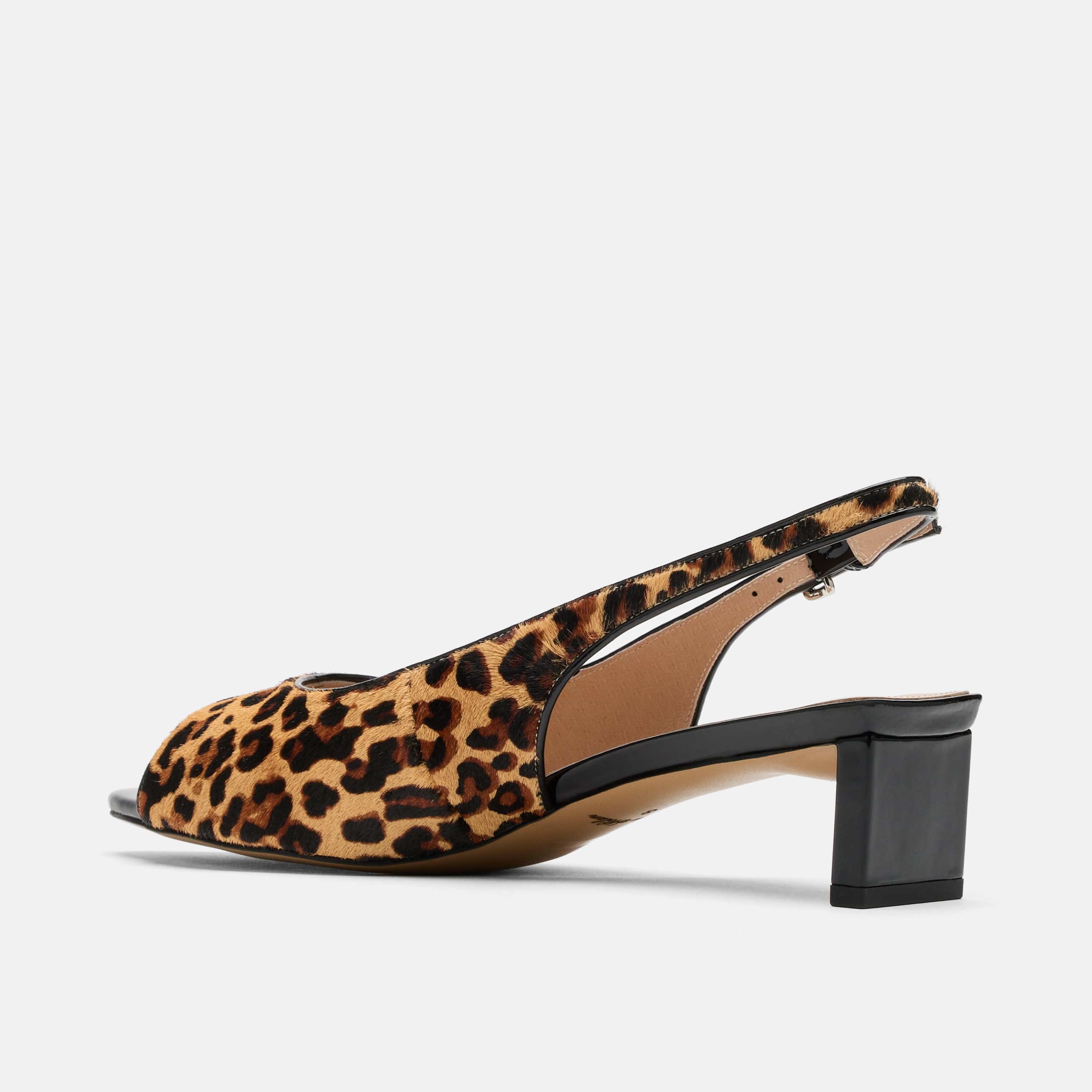 Carmen Leopard Suede Slingback Peep Toe Heels - Image 4