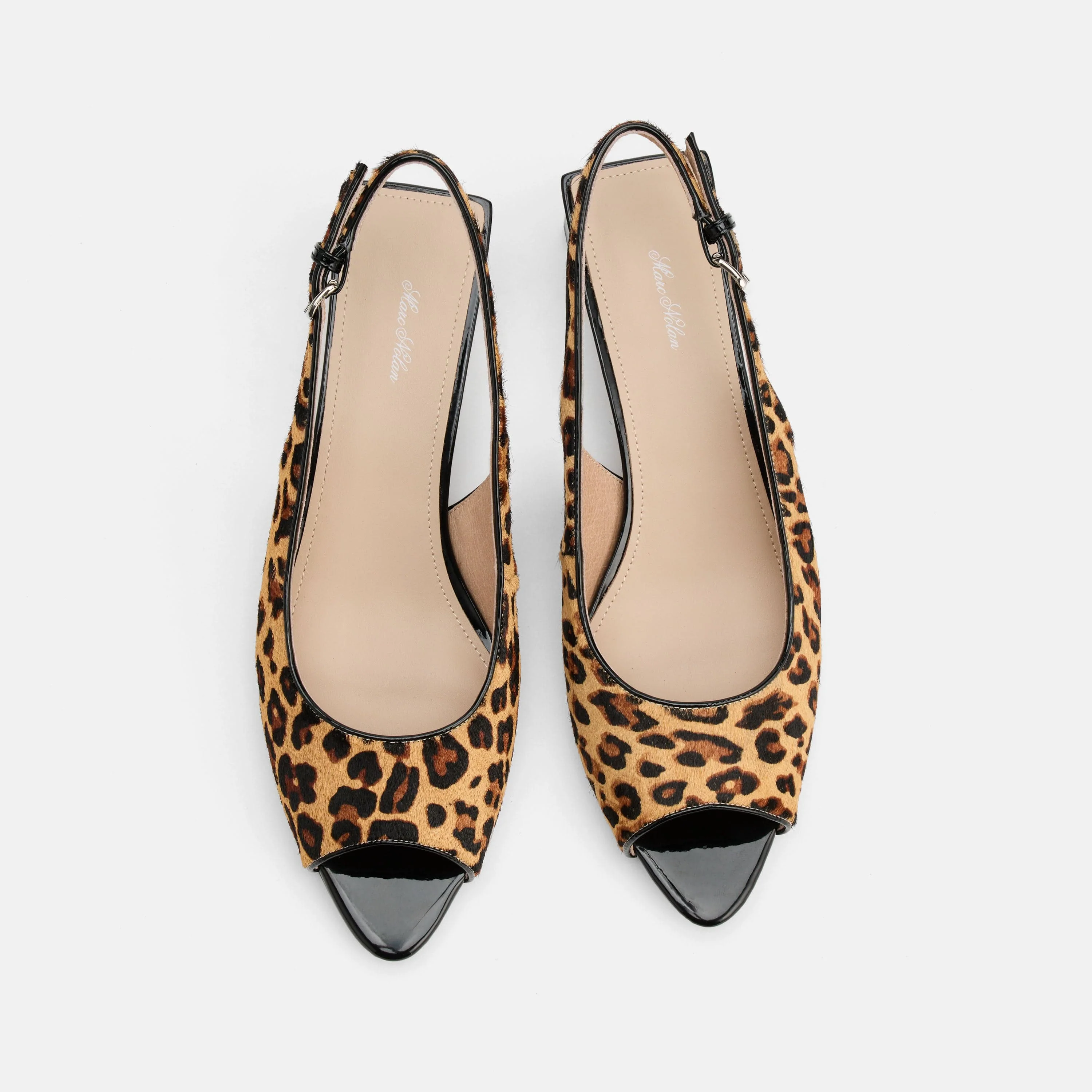 Carmen Leopard Suede Slingback Peep Toe Heels - Image 5