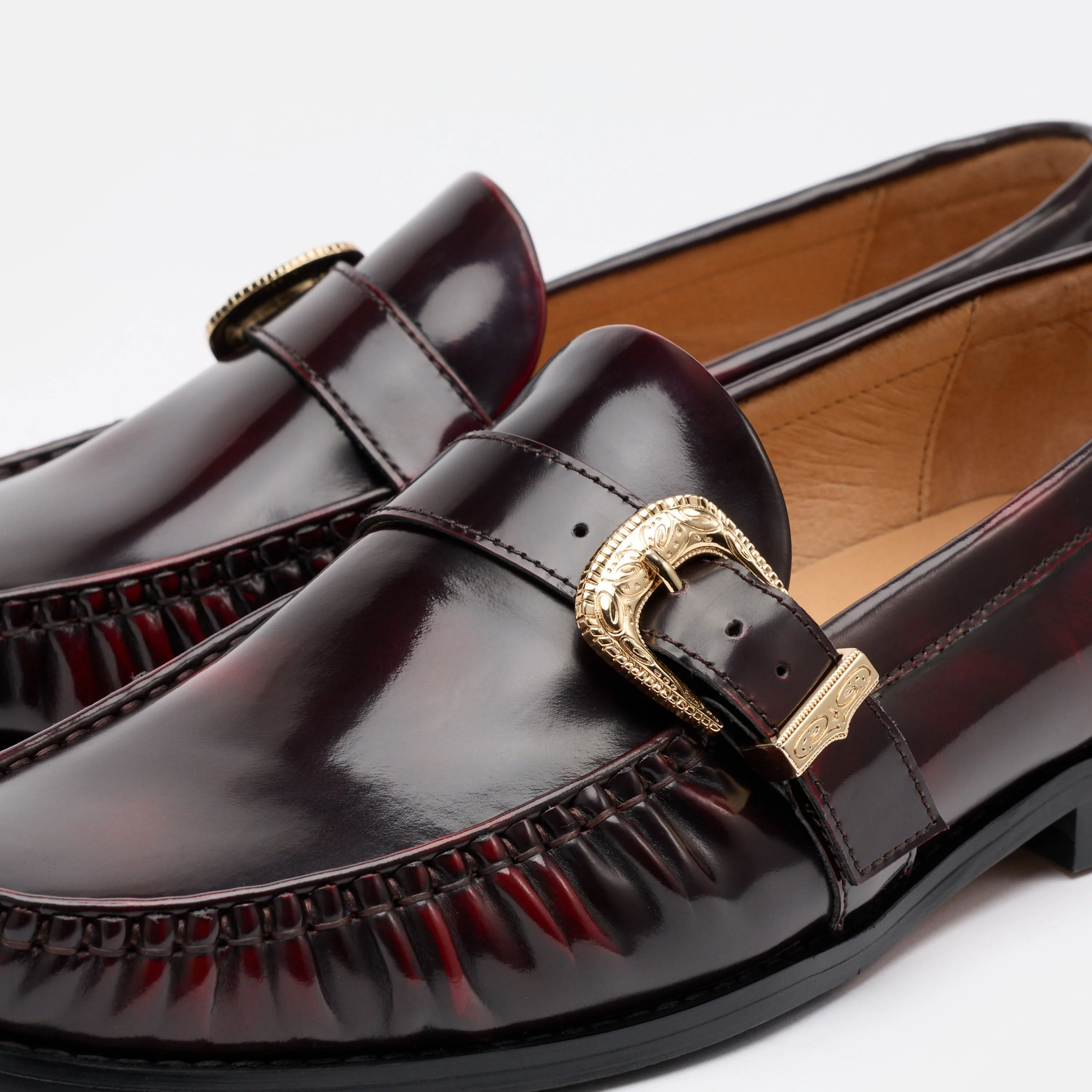Cato Burgundy Patent Leather Buckle Loafers - Image 3