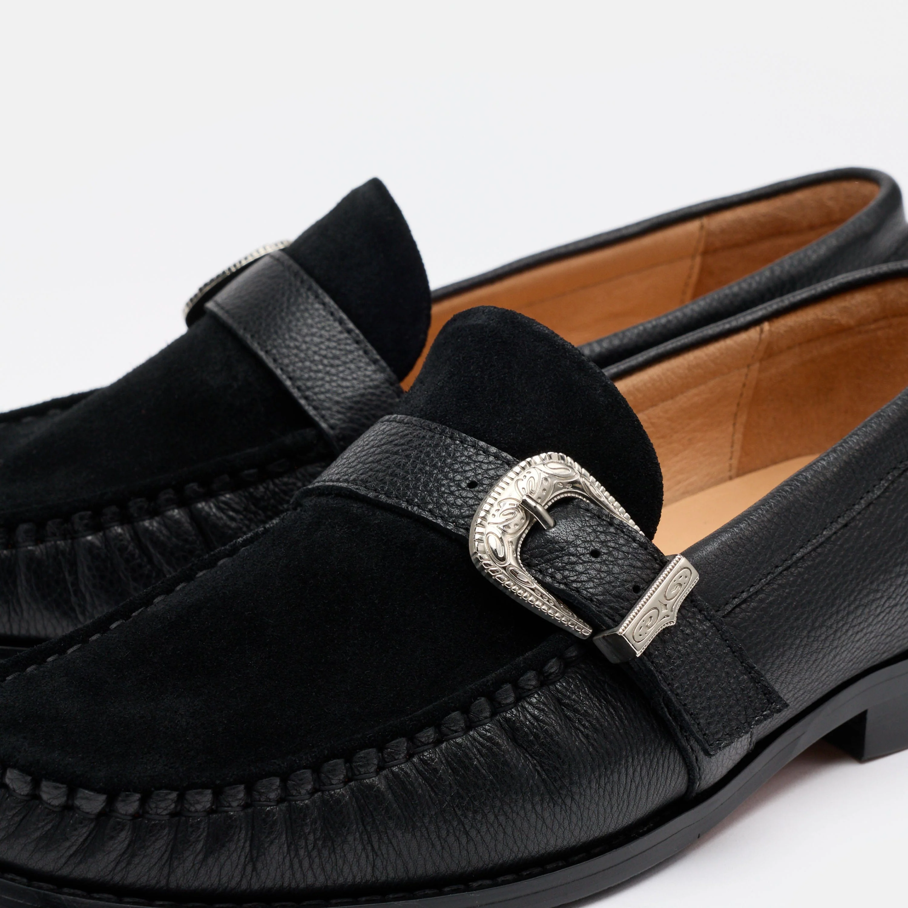 Cato Black Leather Buckle Loafers - Image 3