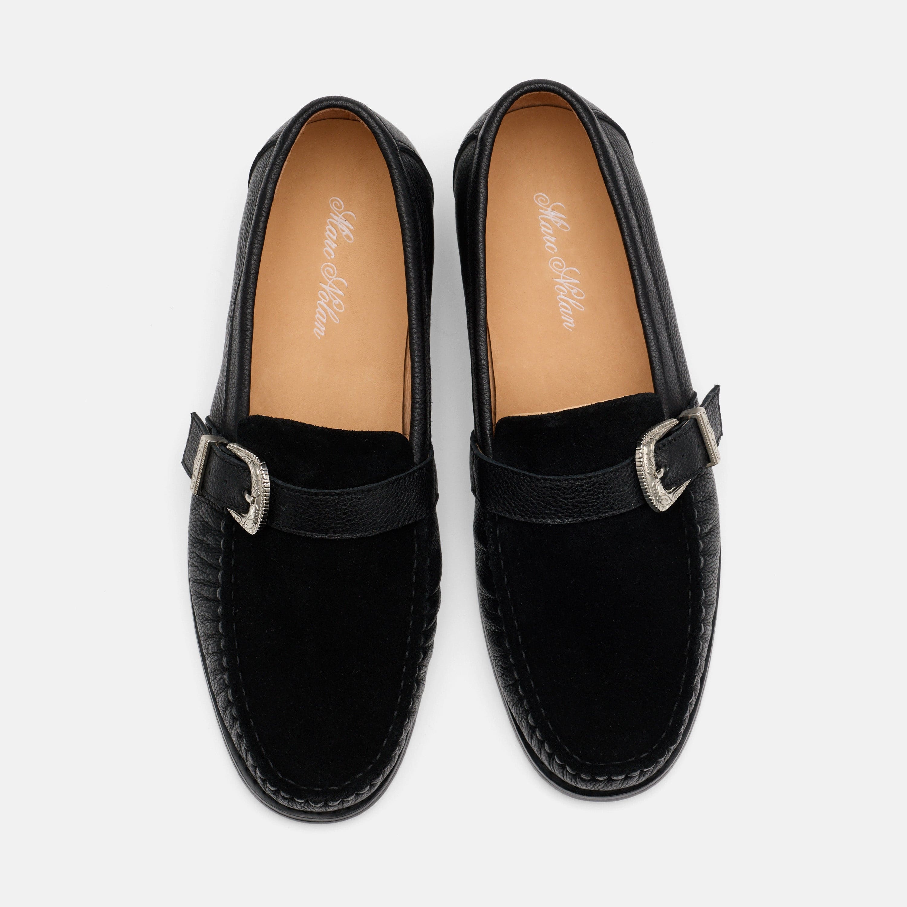 Cato Black Leather Buckle Loafers - Image 6