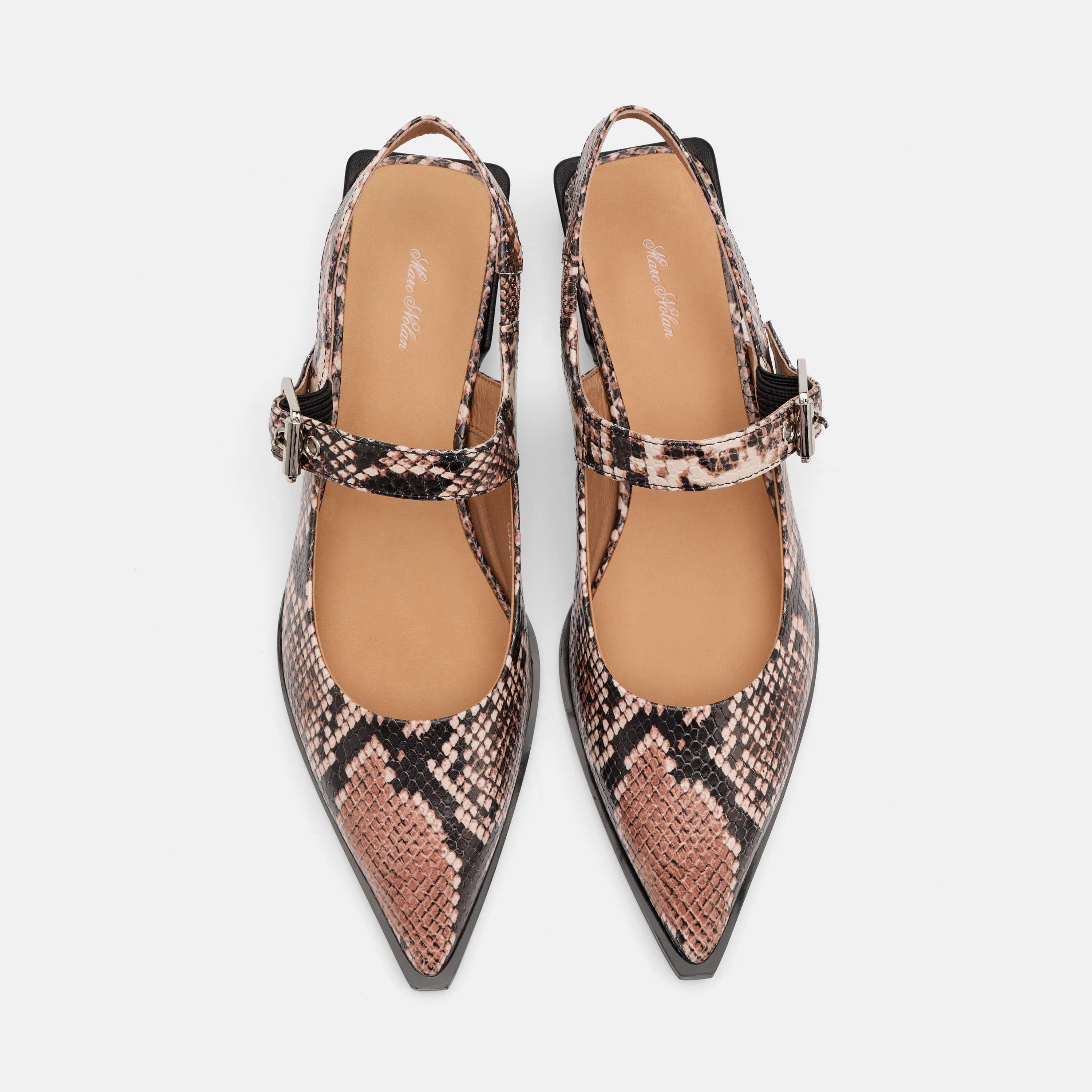 Chelsea Brown Snake Leather Slingback Block Heels - Image 6