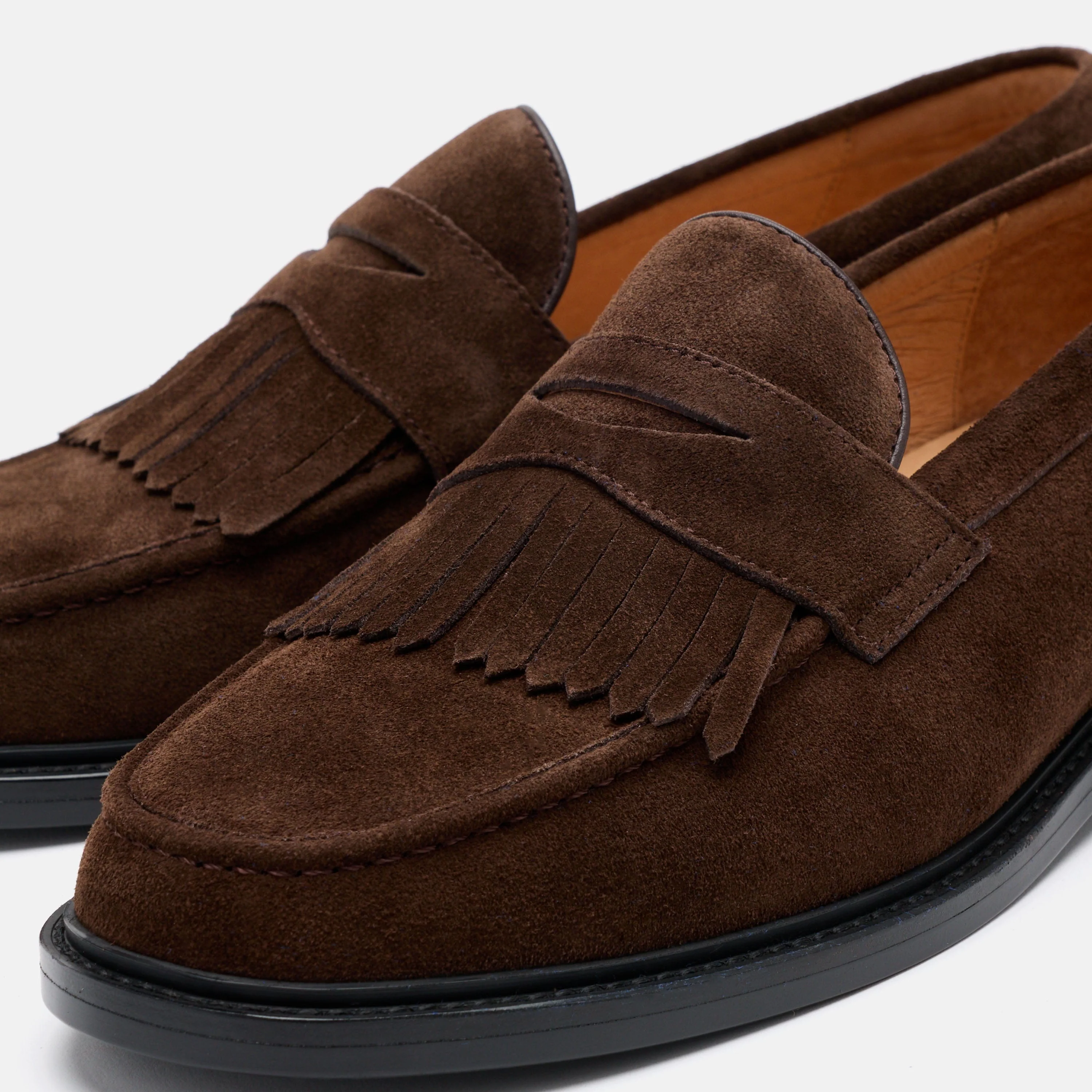 Clint Chocolate Suede Kiltie Loafers - Image 3