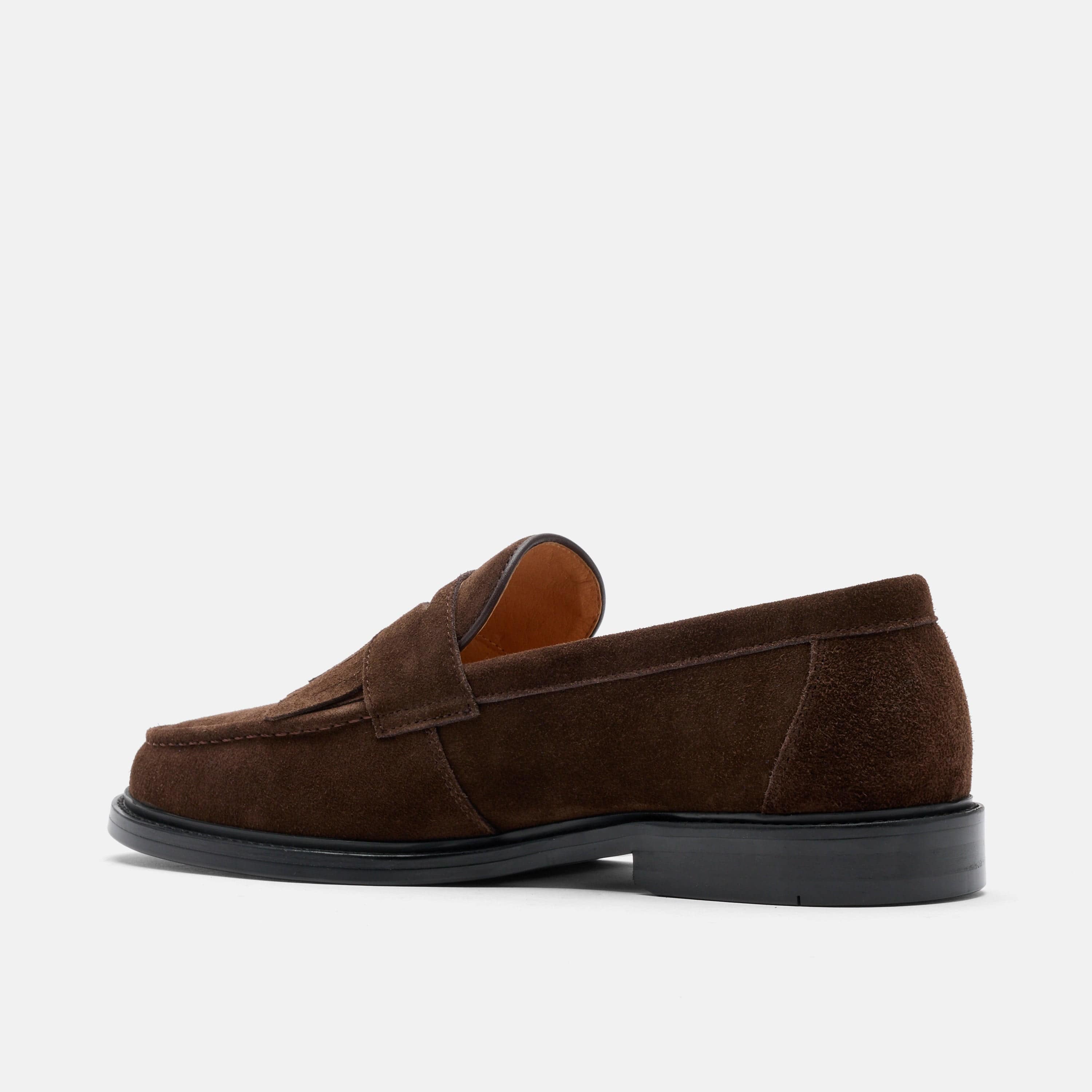 Clint Chocolate Suede Kiltie Loafers - Image 5