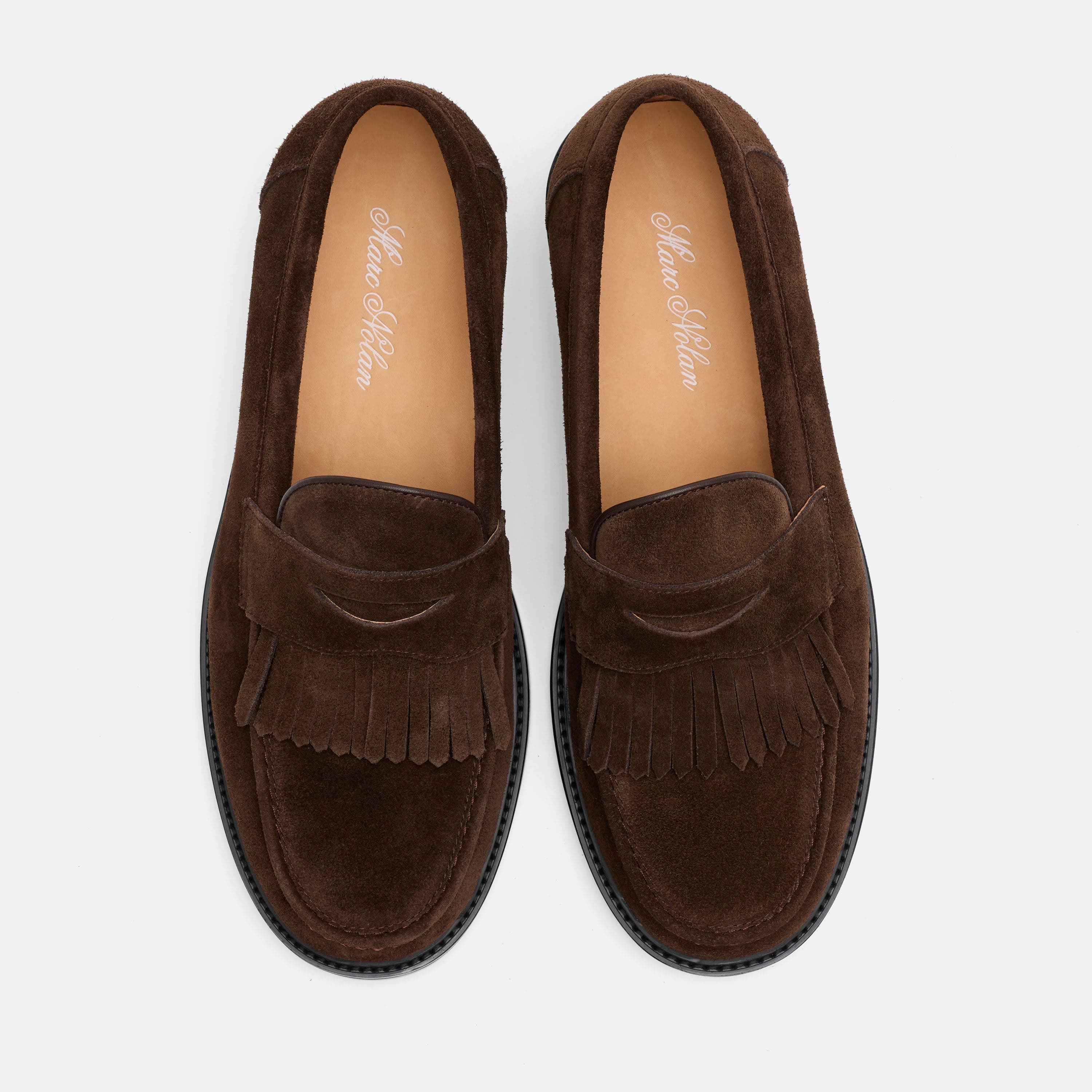 Clint Chocolate Suede Kiltie Loafers - Image 6