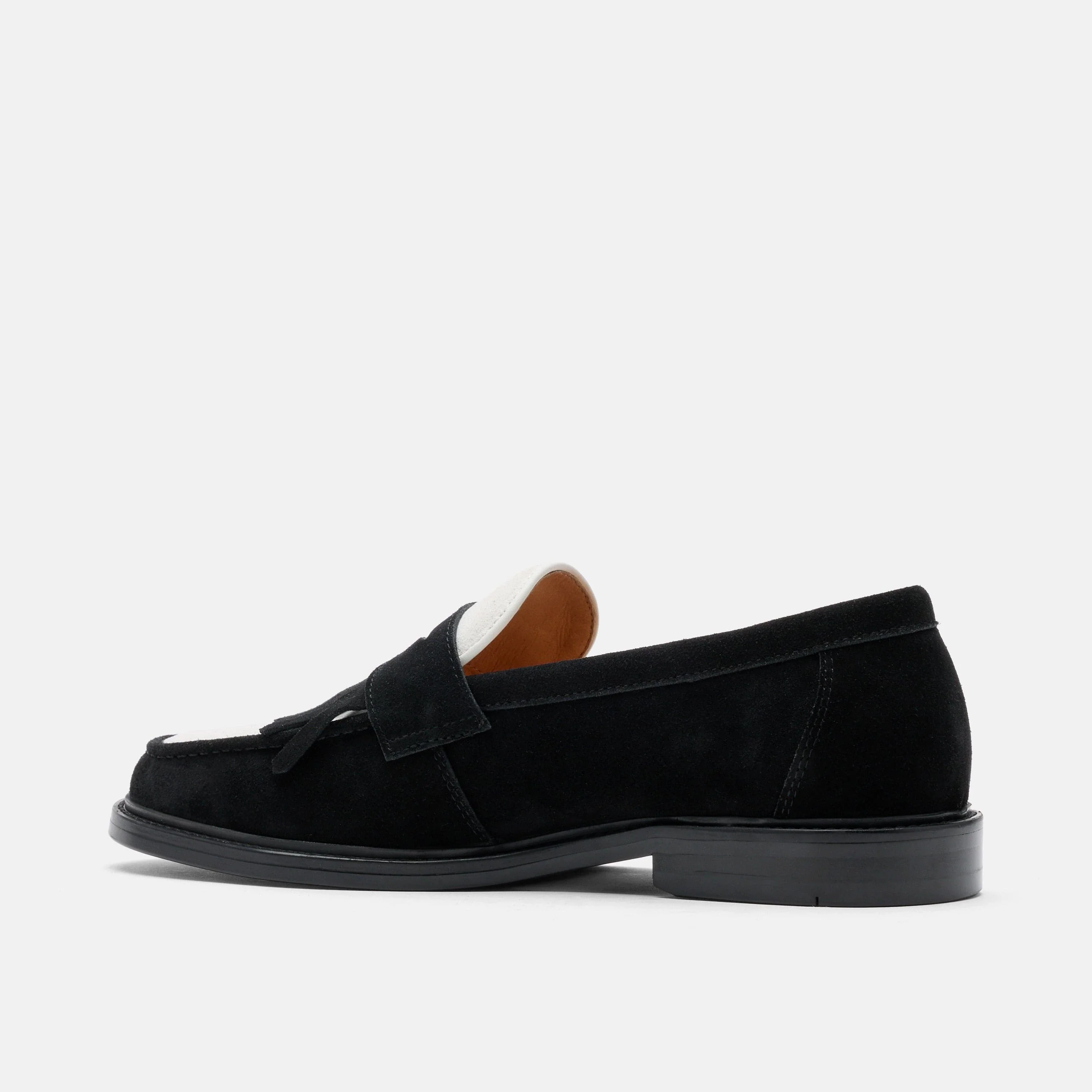 Clint Black/White Suede Kiltie Loafers - Image 5