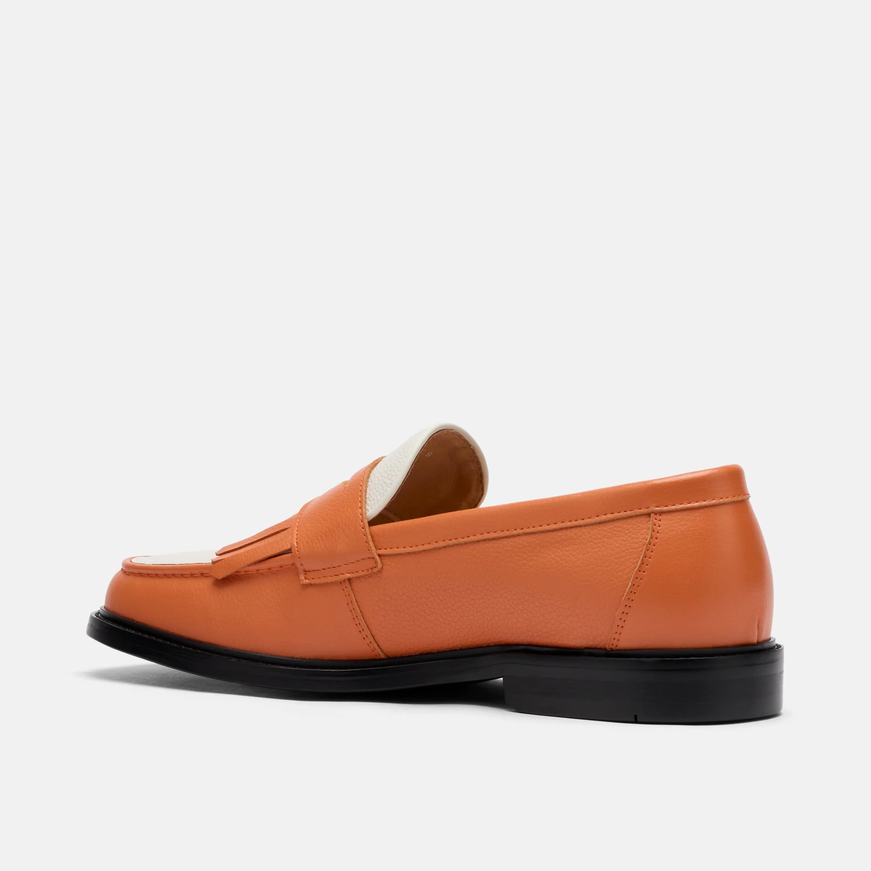 Clint Orange/White Leather Kiltie Loafers - Image 4