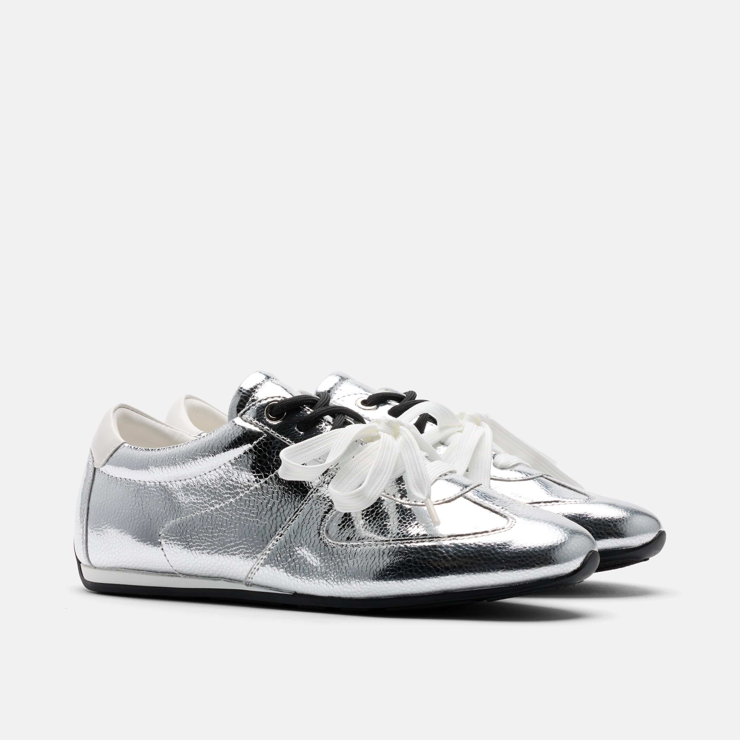 Colette Silver Metallic Leather Sneakers - Image 2