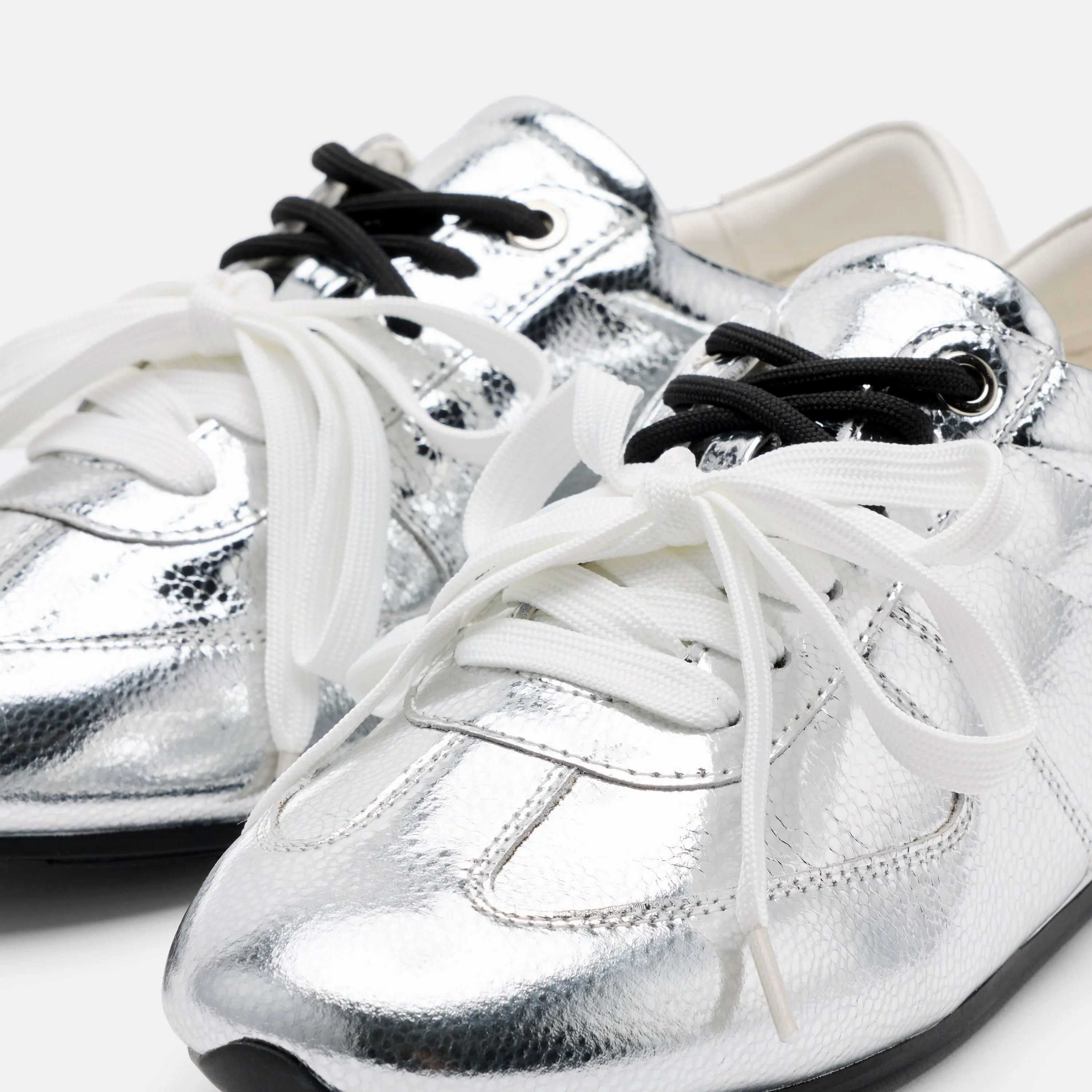 Colette Silver Metallic Leather Sneakers - Image 3