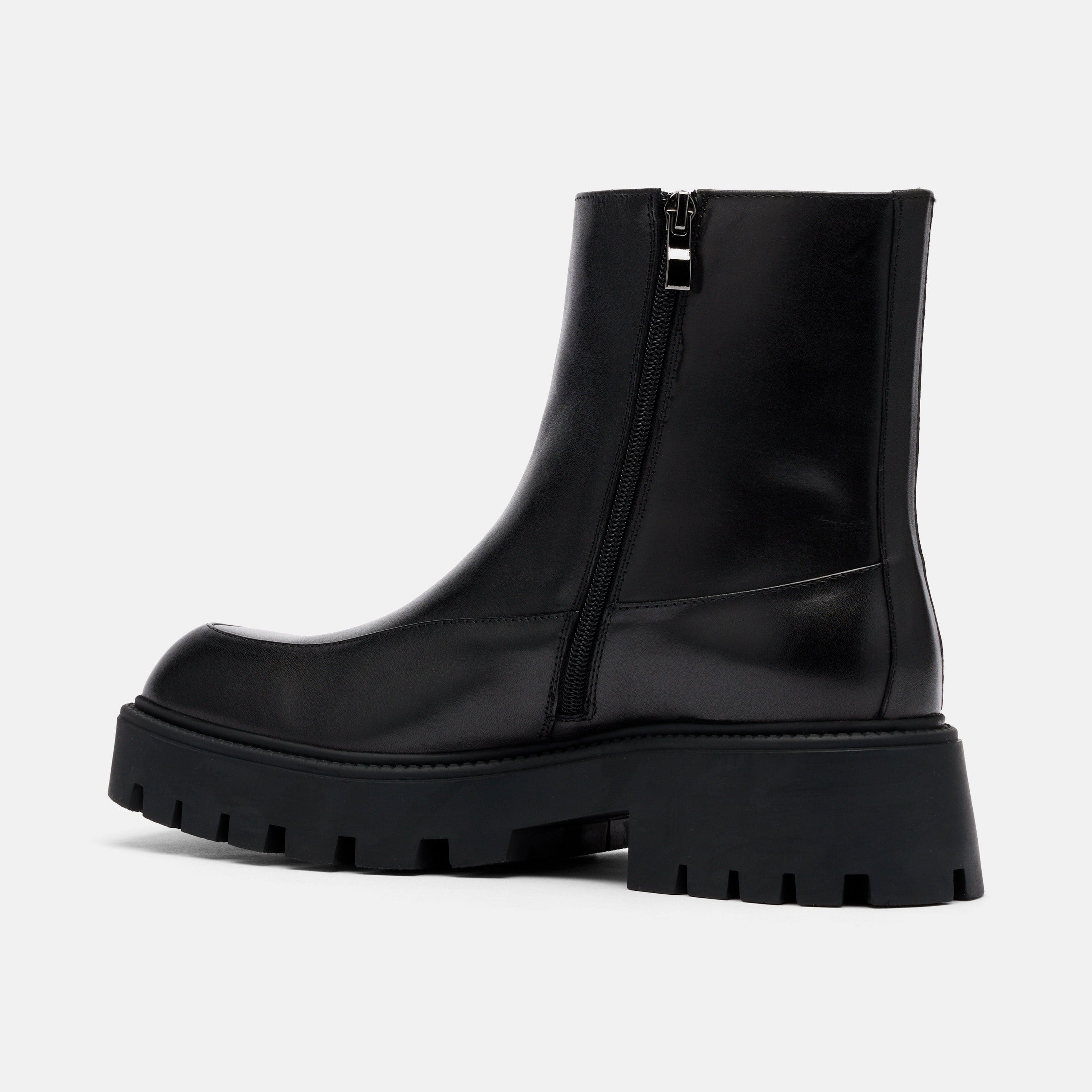 Commander Black Leather Square Toe Side Zip Boots - Image 5