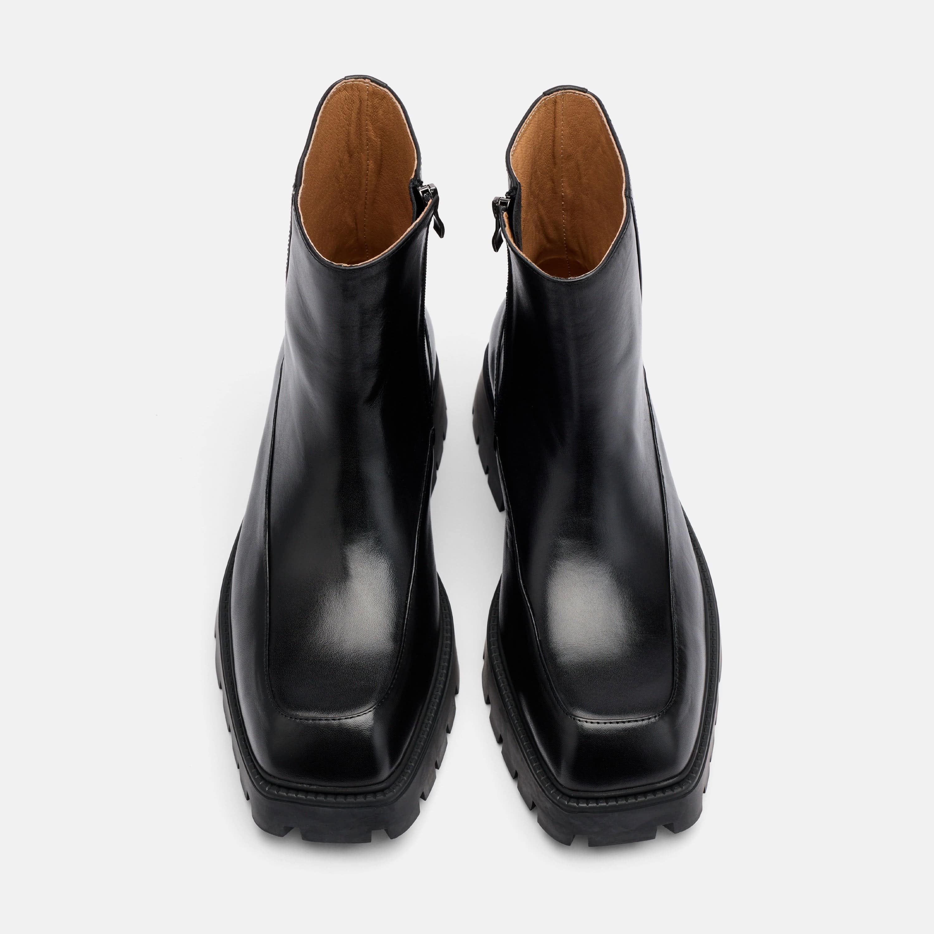Commander Black Leather Square Toe Side Zip Boots - Image 6