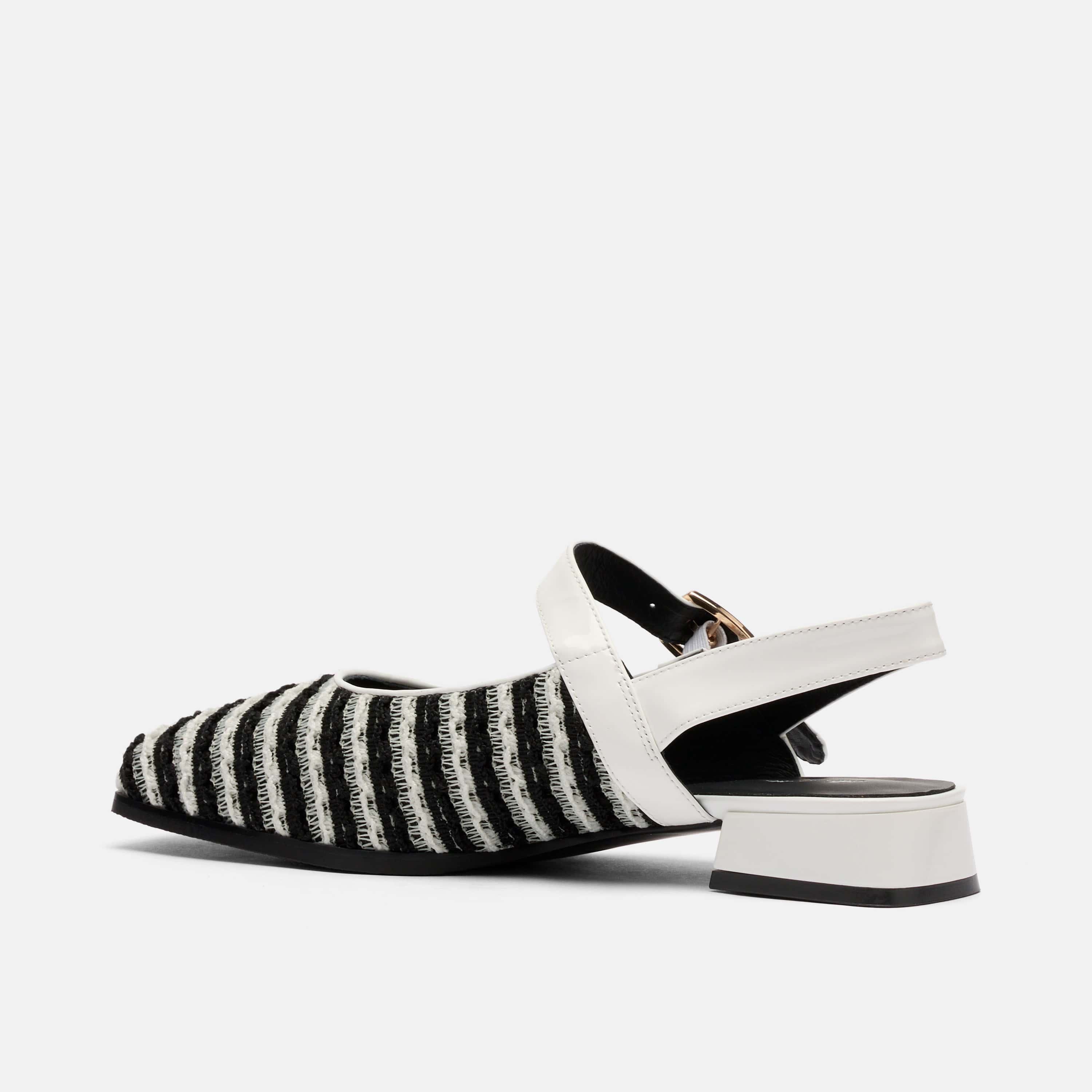 Cora White/Black Leather Mary Jane Lug Slingbacks - Image 4
