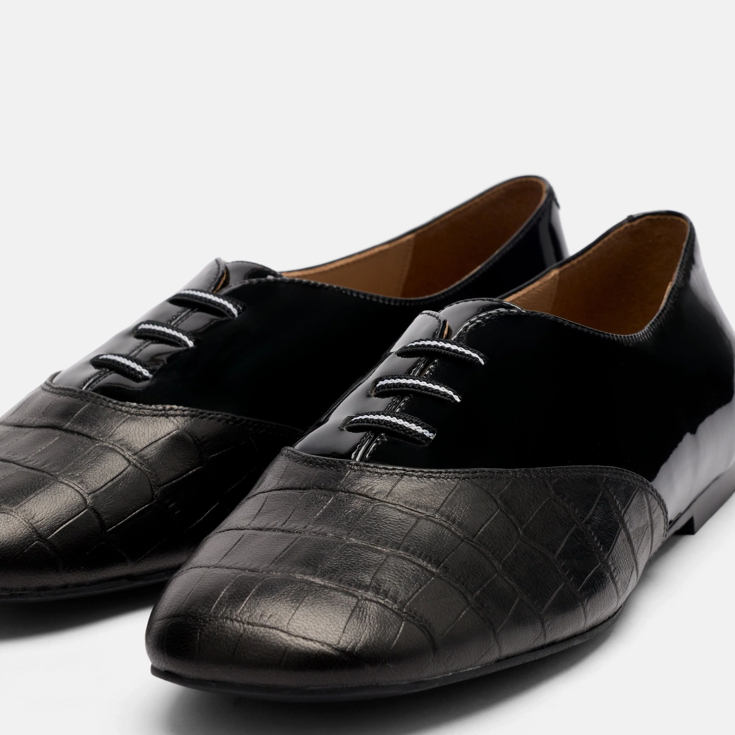 Crosstown Black Leather Ballet Sneakers - Image 3