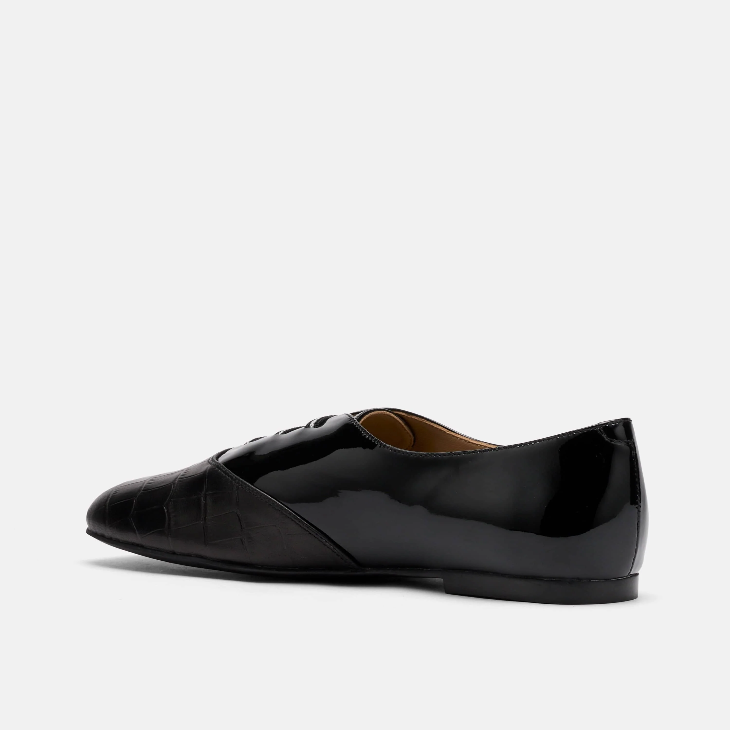 Crosstown Black Leather Ballet Sneakers - Image 4