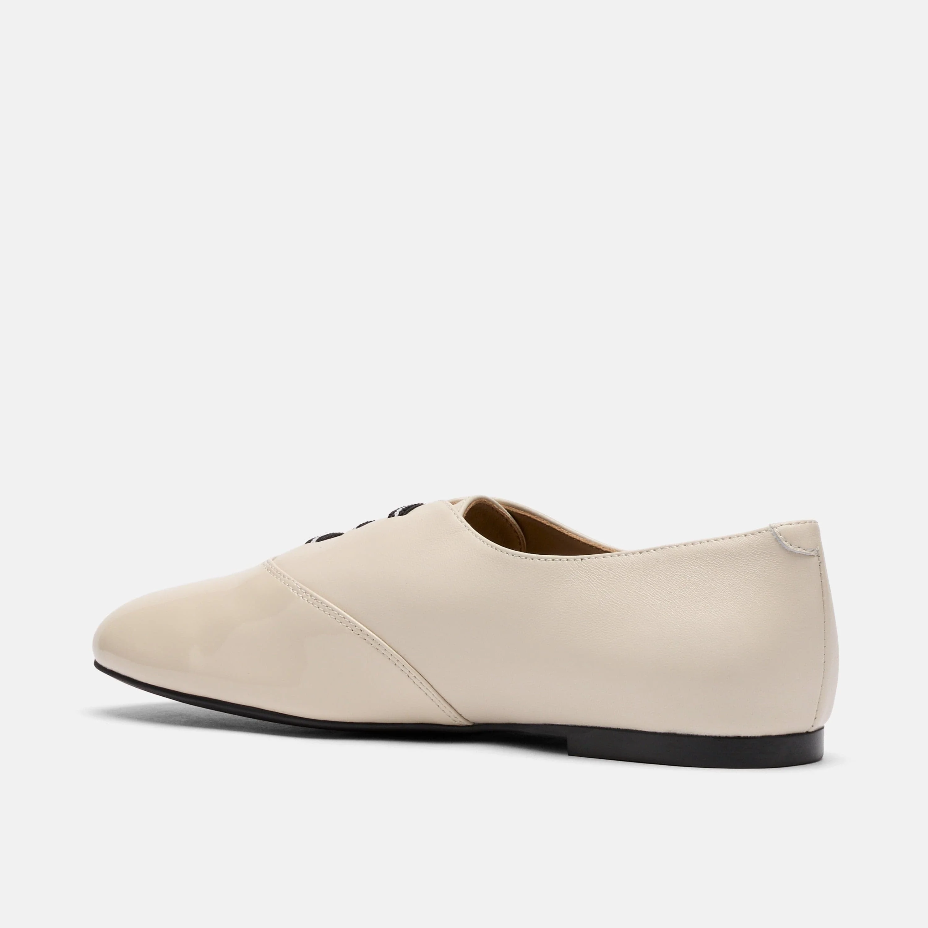 Crosstown White/Cream Leather Ballet Sneakers - Image 4