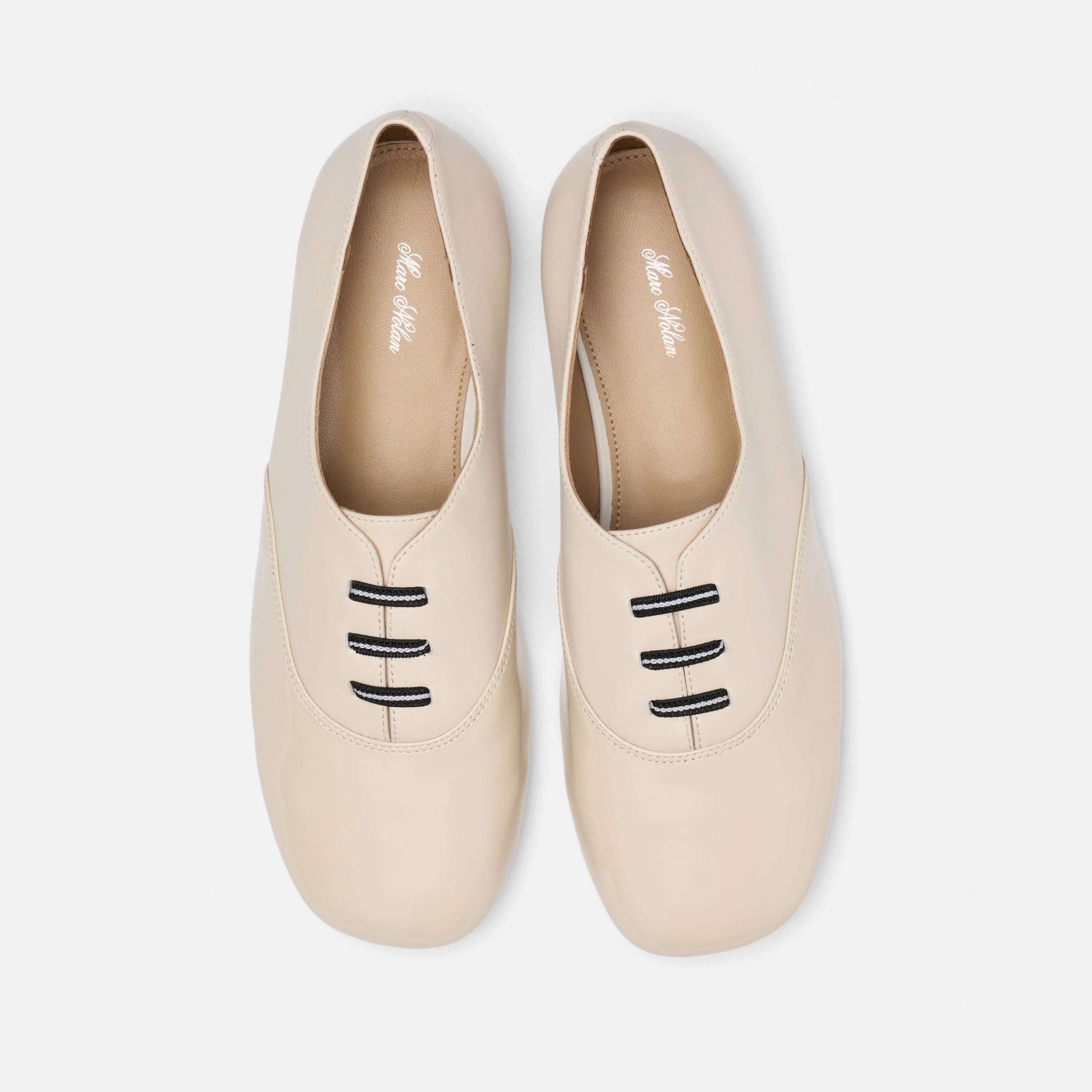Crosstown White/Cream Leather Ballet Sneakers - Image 5