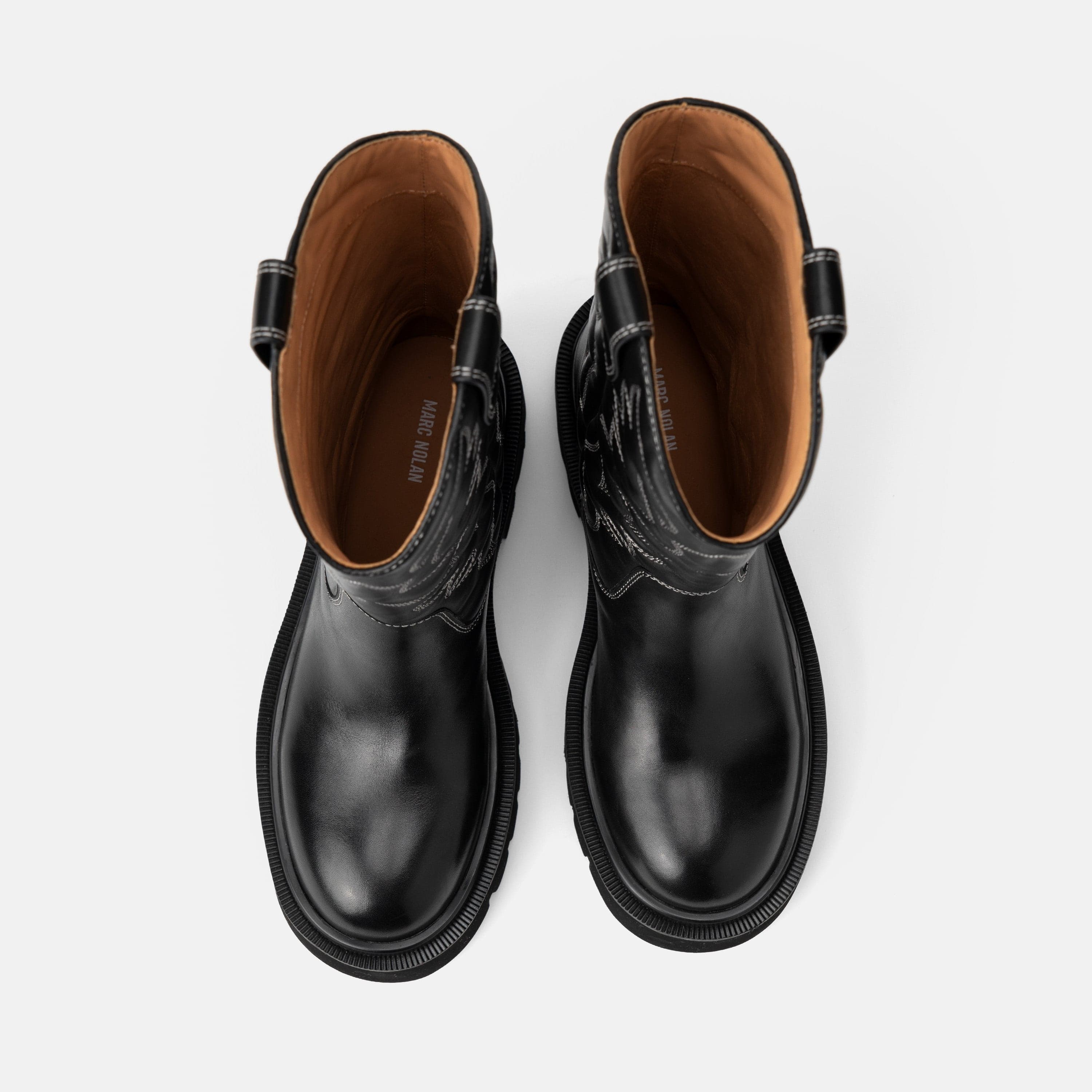Daisy Black Leather Lug Cowgirl Boots - Image 5