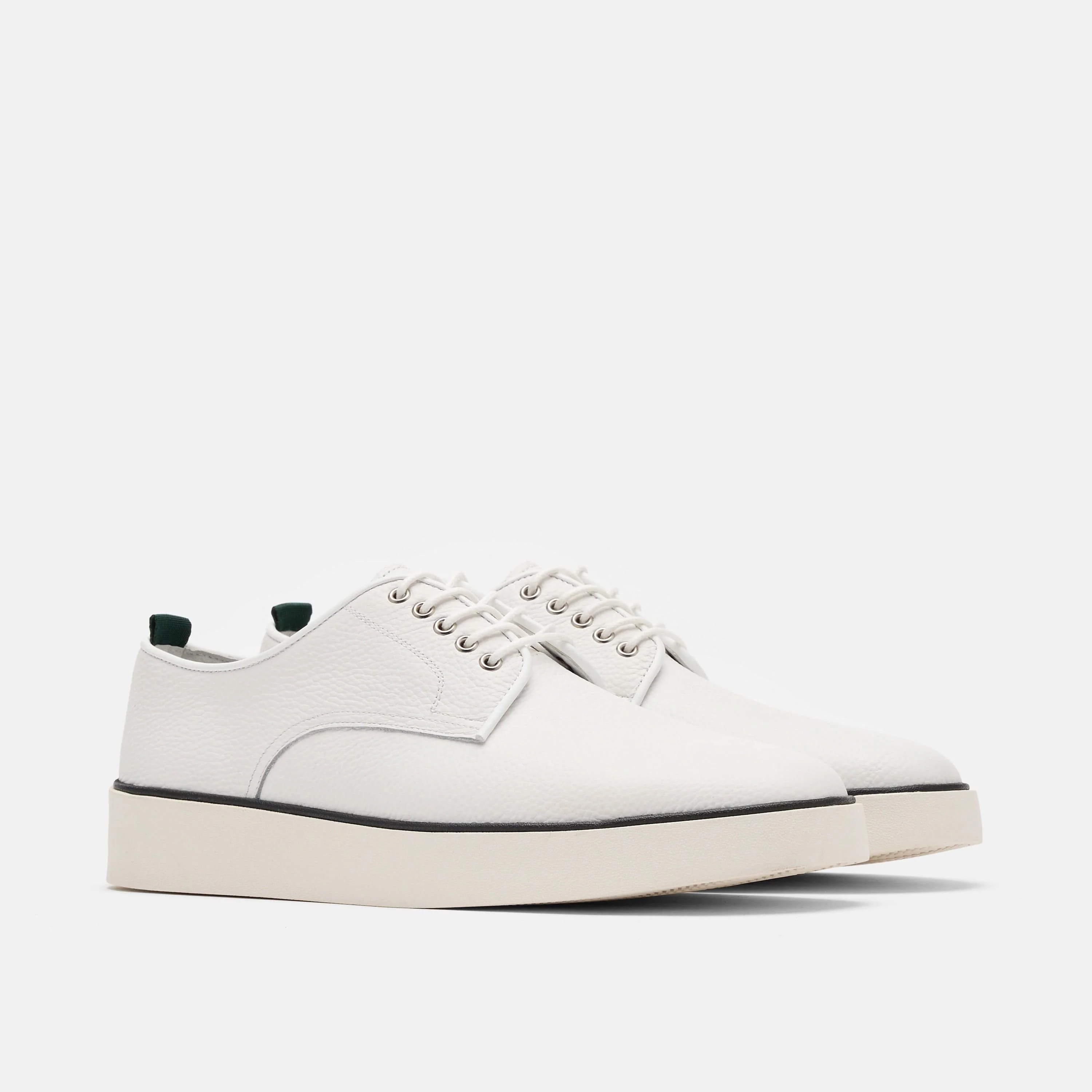 Deion White Leather Derby Sneakers - Image 2
