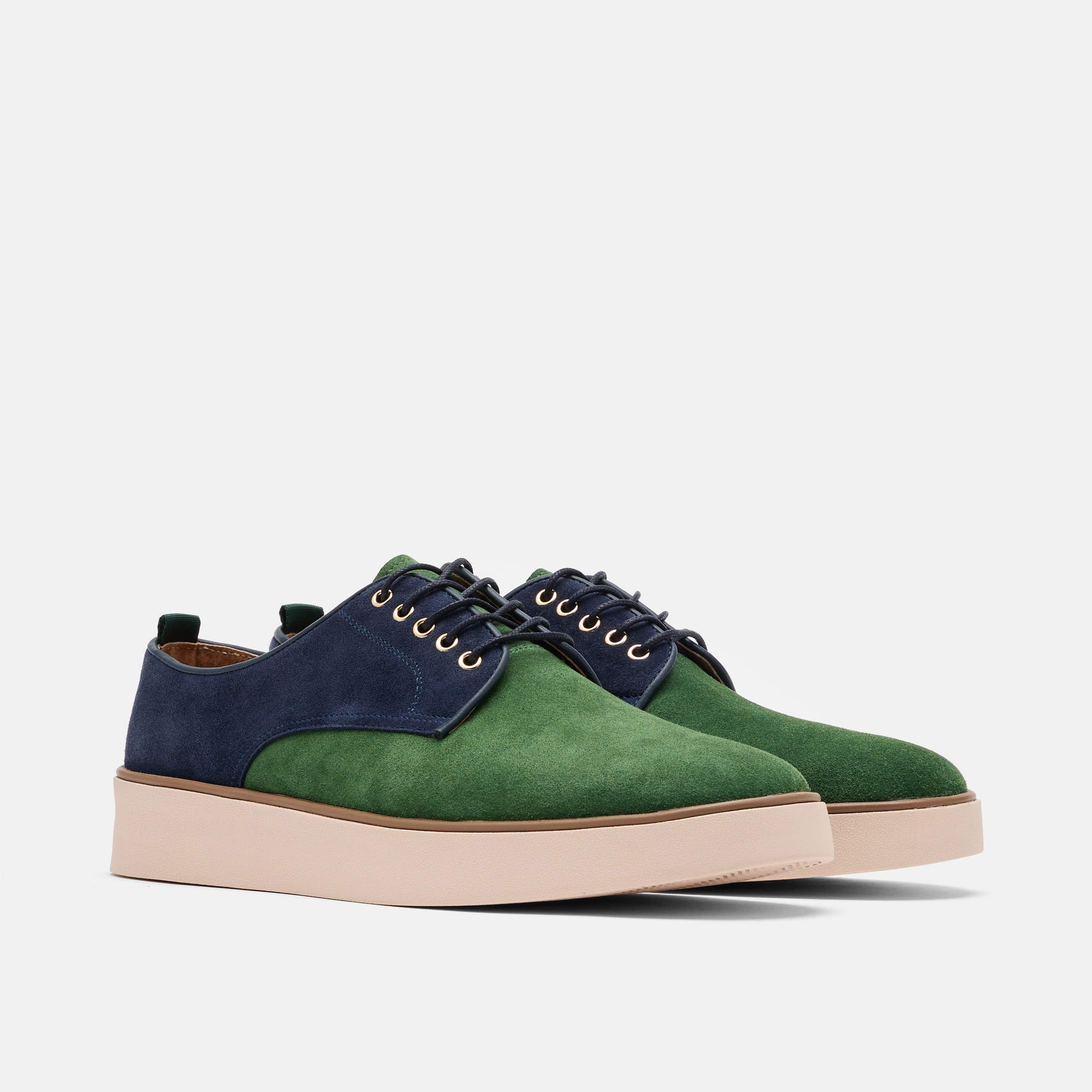 Deion Navy/Green Suede Derby Sneakers - Image 2