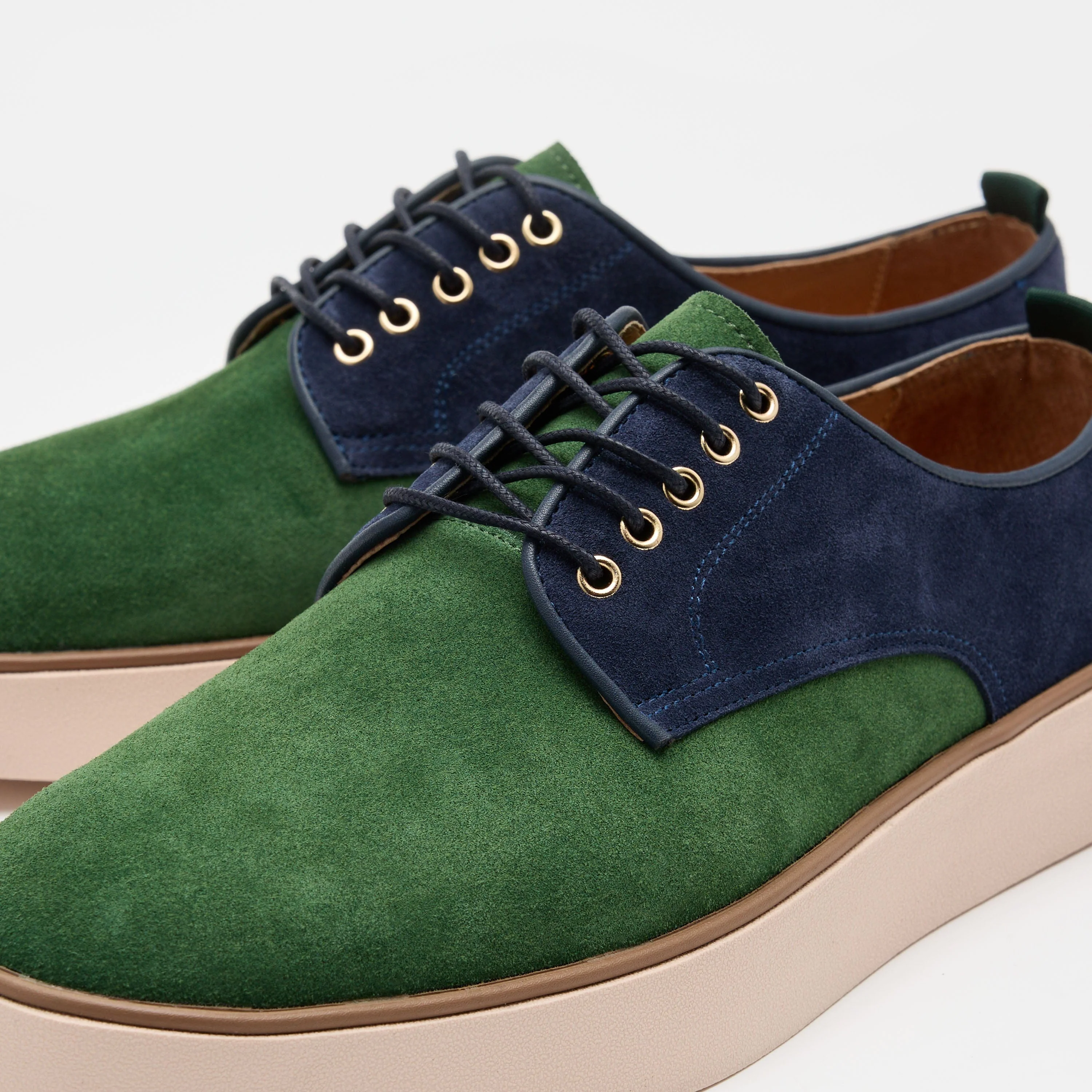 Deion Navy/Green Suede Derby Sneakers - Image 3