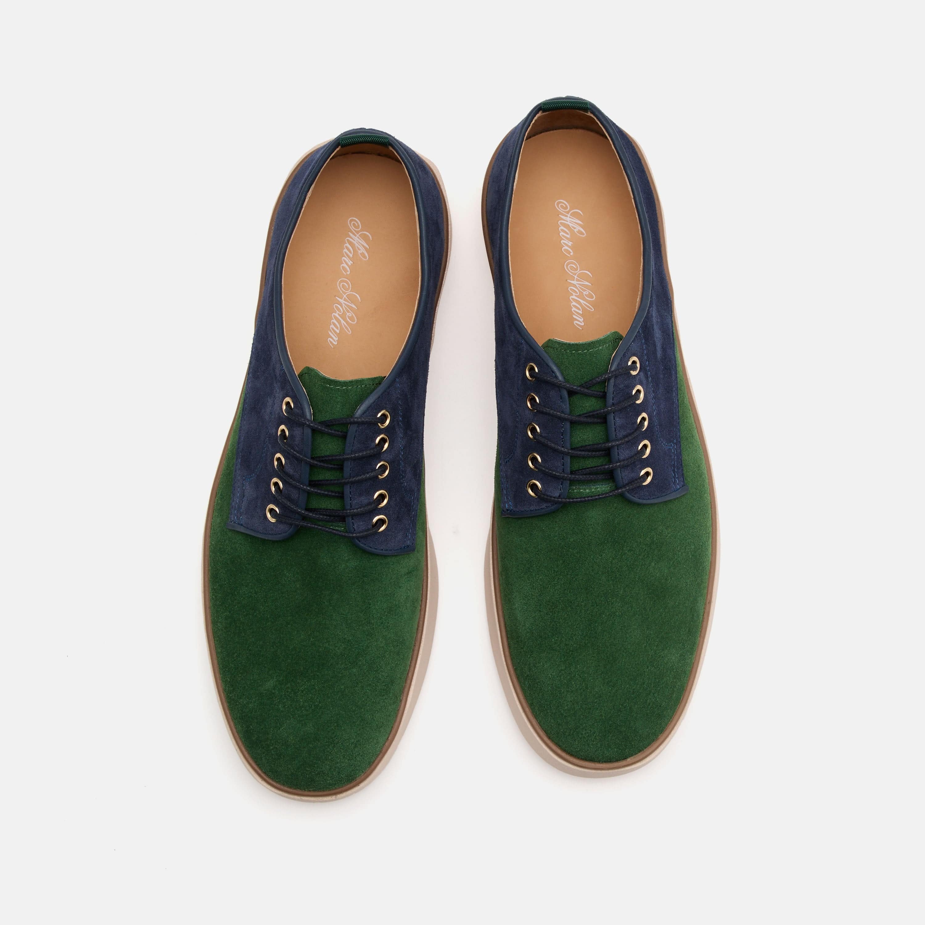 Deion Navy/Green Suede Derby Sneakers - Image 4