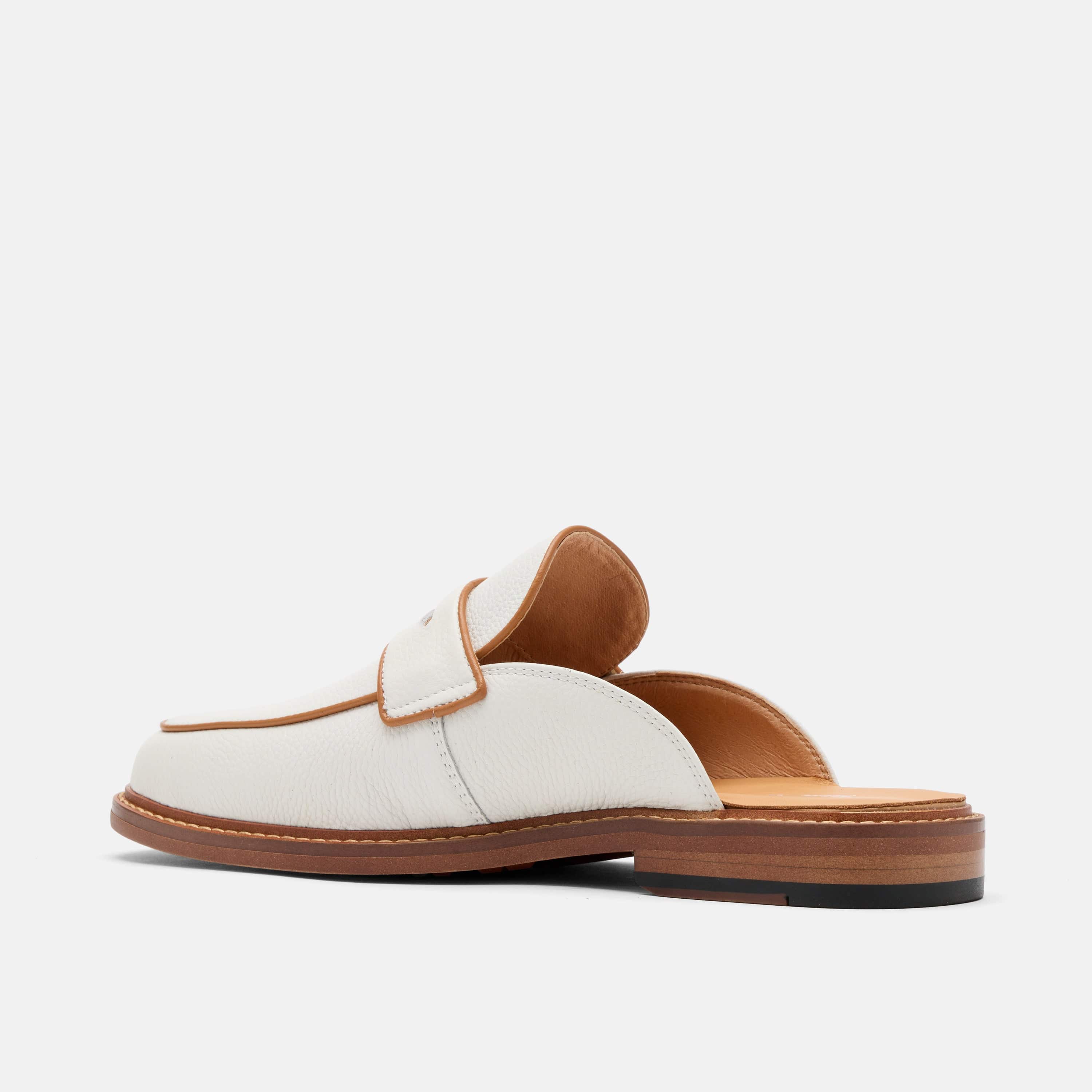Del Mar White Pebble Loafer Mules - Image 4