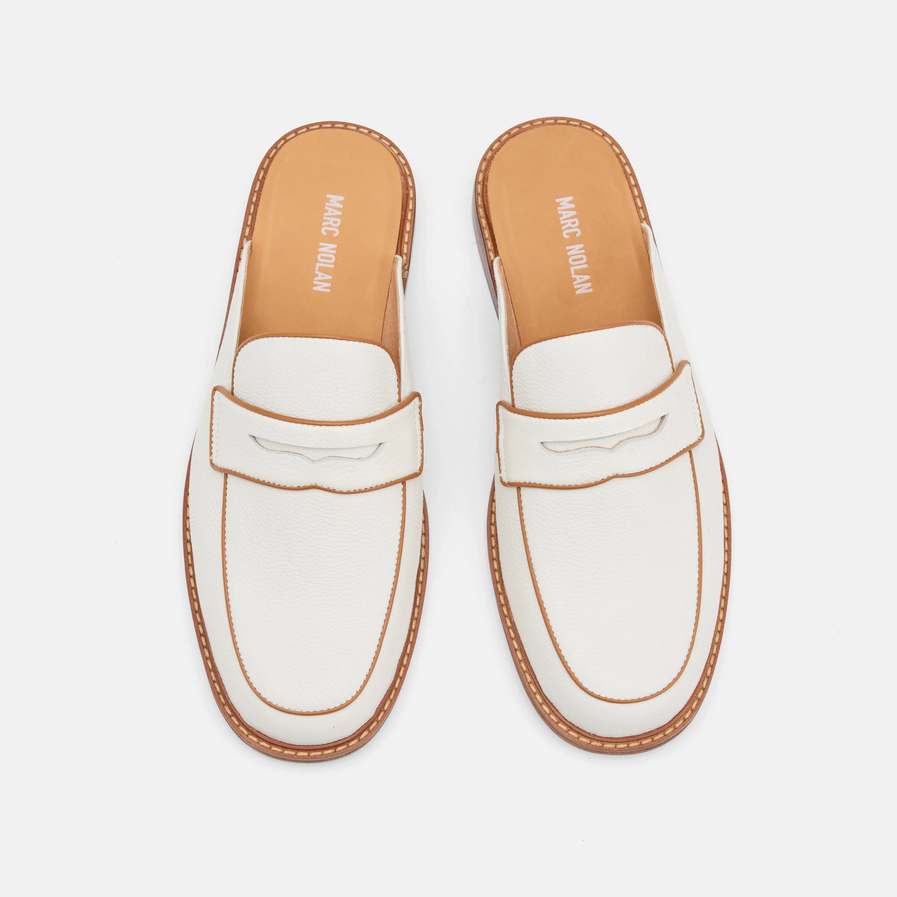 Del Mar White Pebble Loafer Mules - Image 5