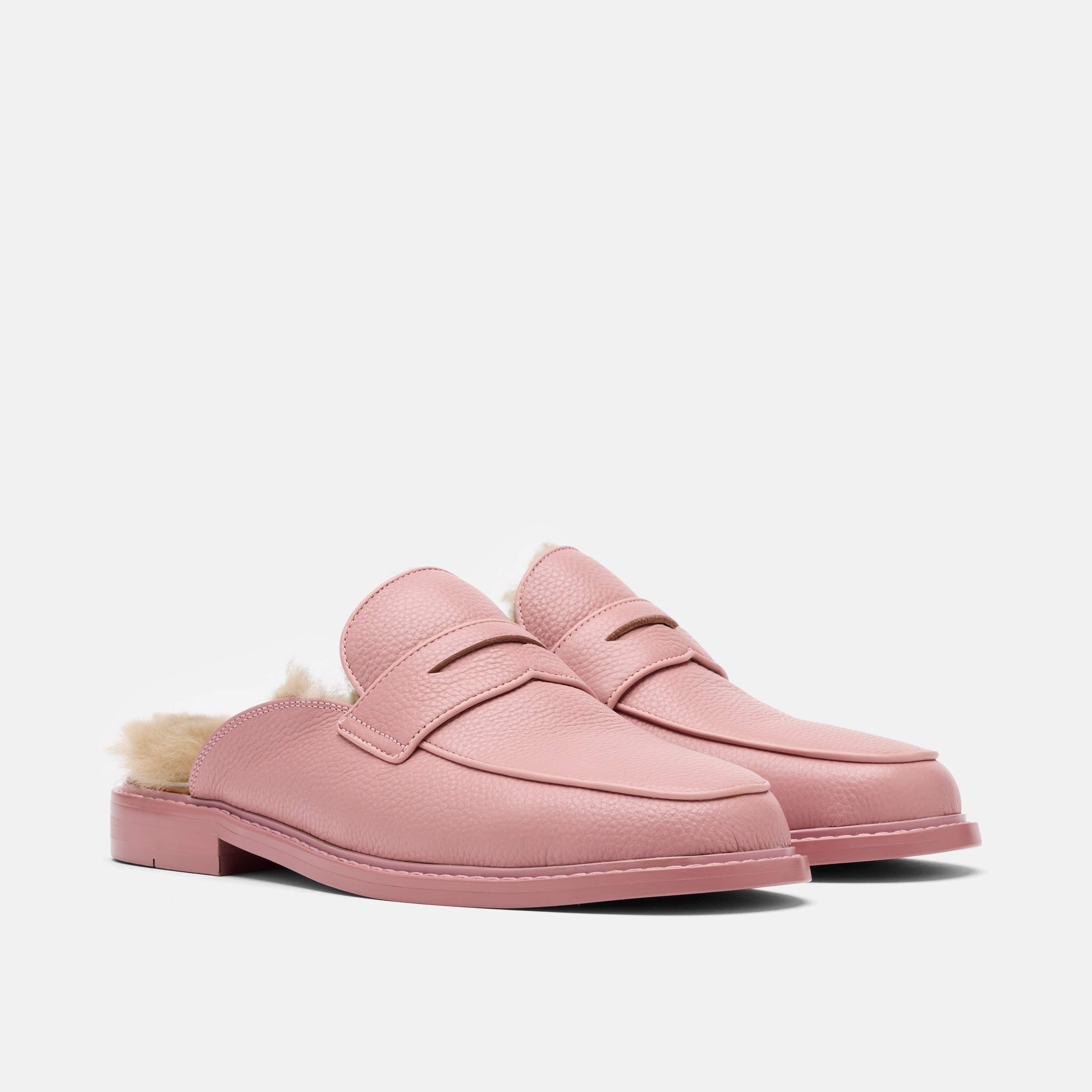 Del Mar Pink Leather Loafer Mules - Image 2