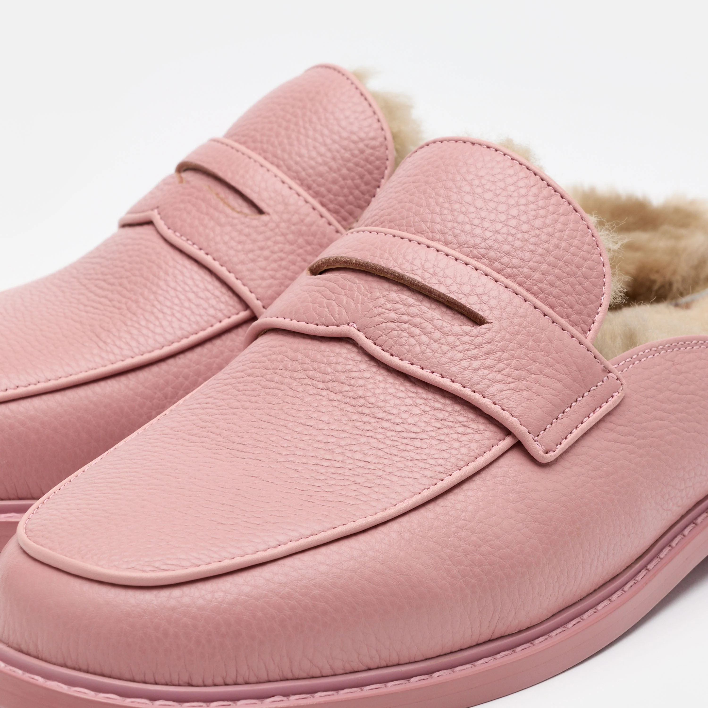Del Mar Pink Leather Loafer Mules - Image 3