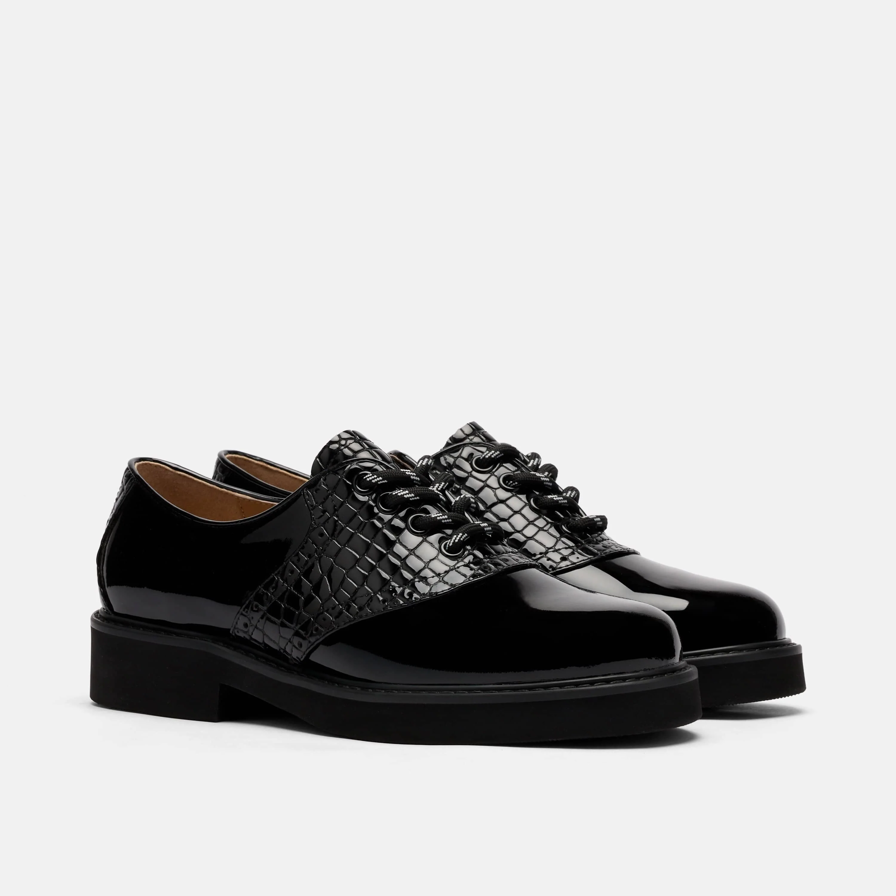 Demi Black Leather Lug Oxfords - Image 2