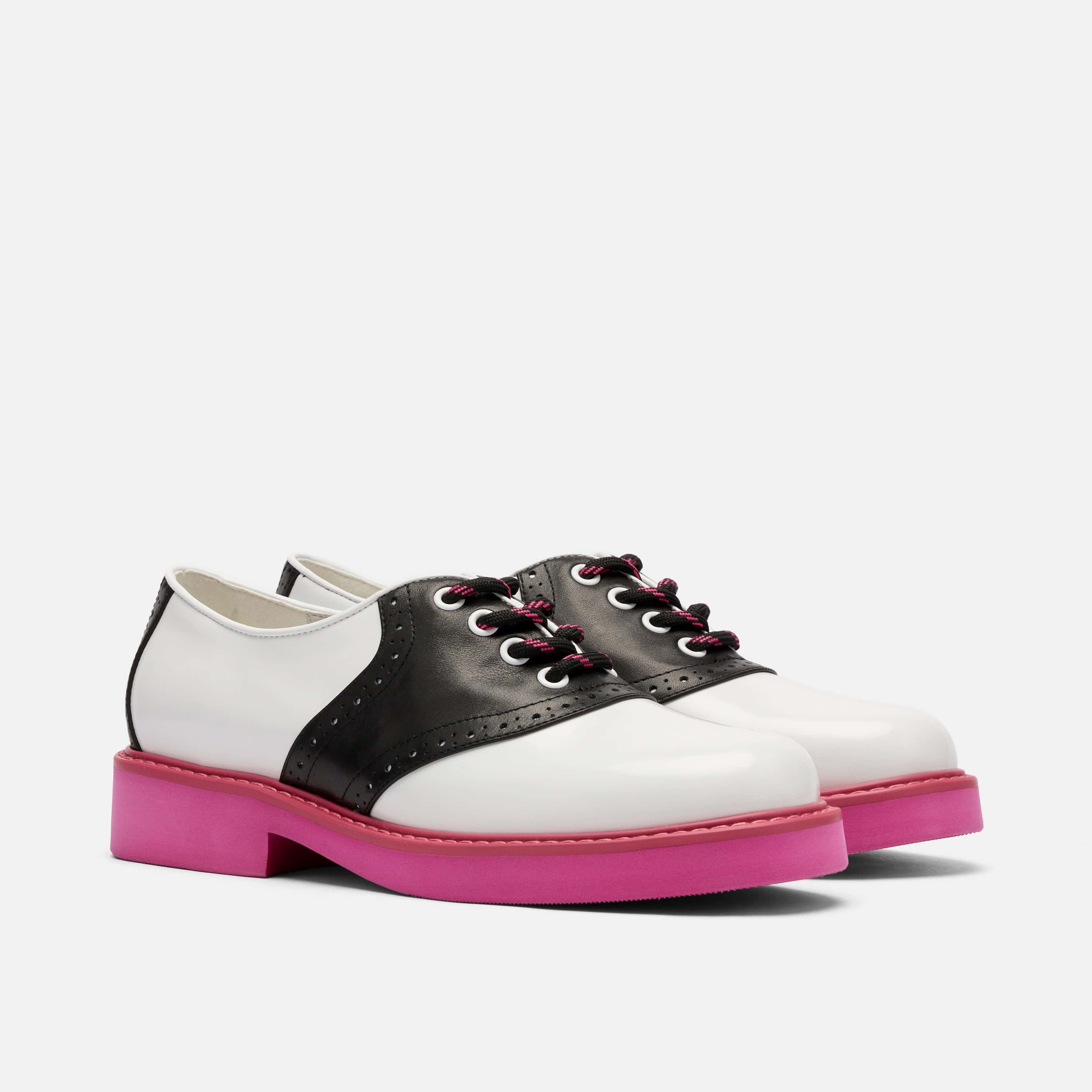 Demi White/Black Leather Lug Oxfords - Image 2