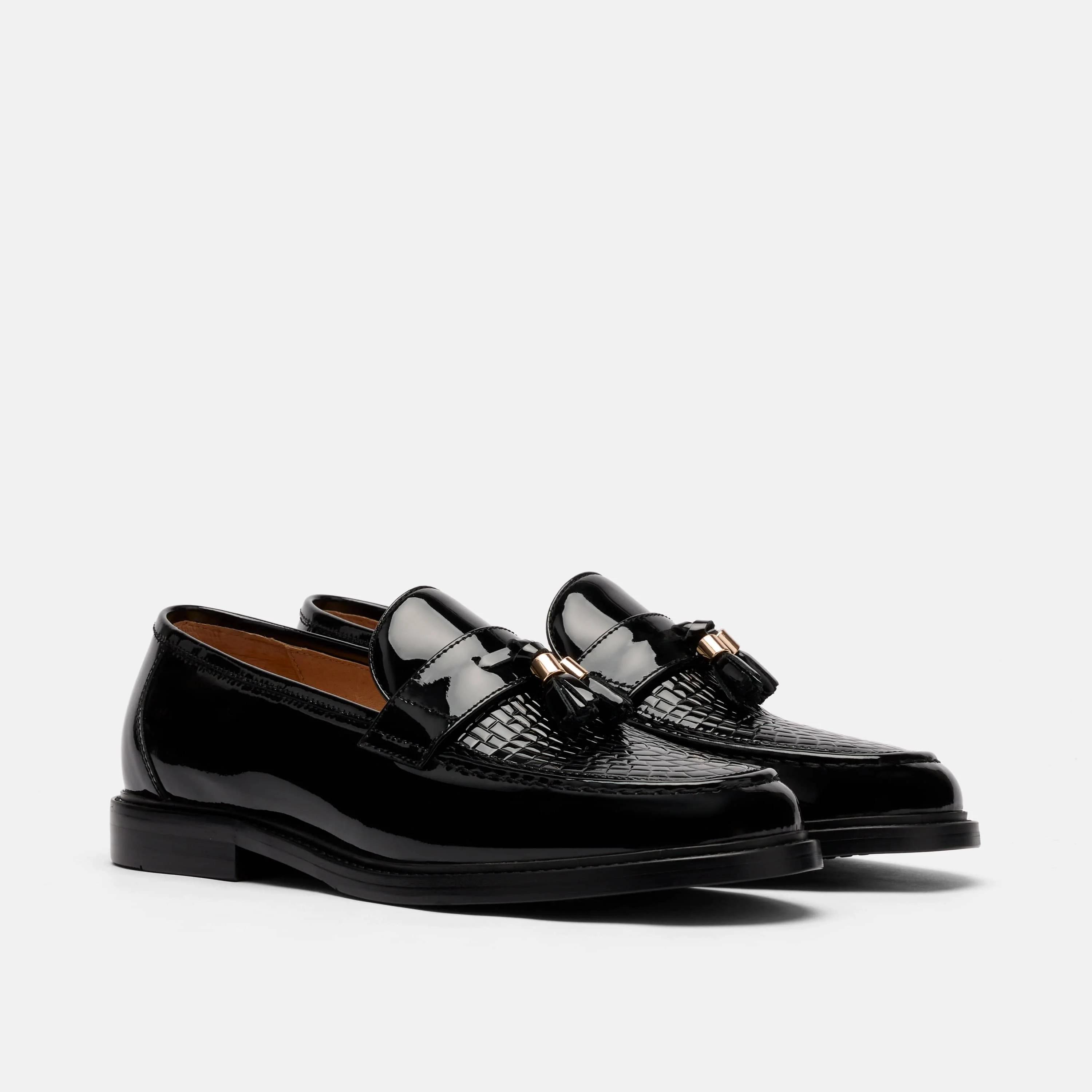 Denzel Black Patent Leather Tassel Loafers - Image 2