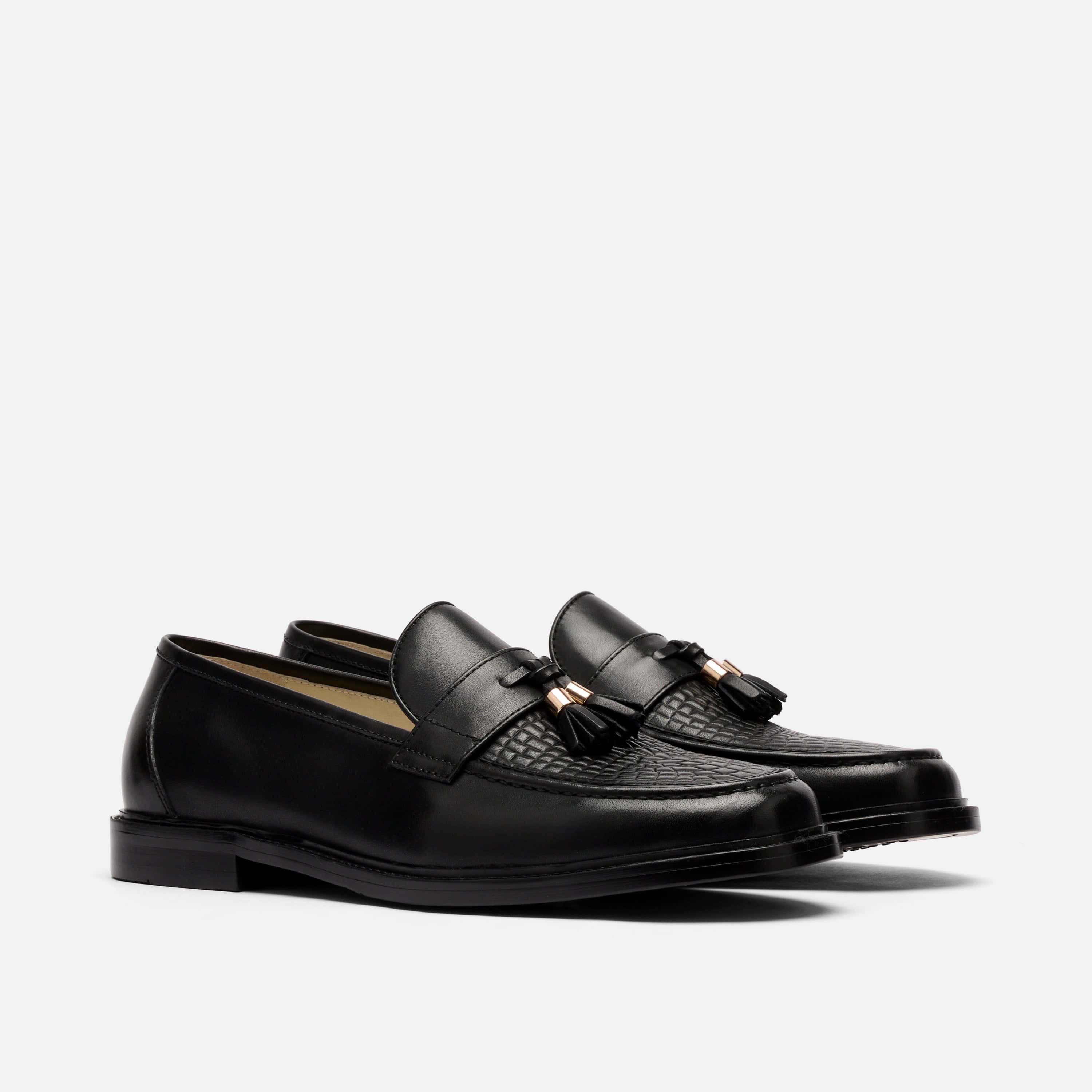 Denzel Black Calf Leather Tassel Loafers - Image 2