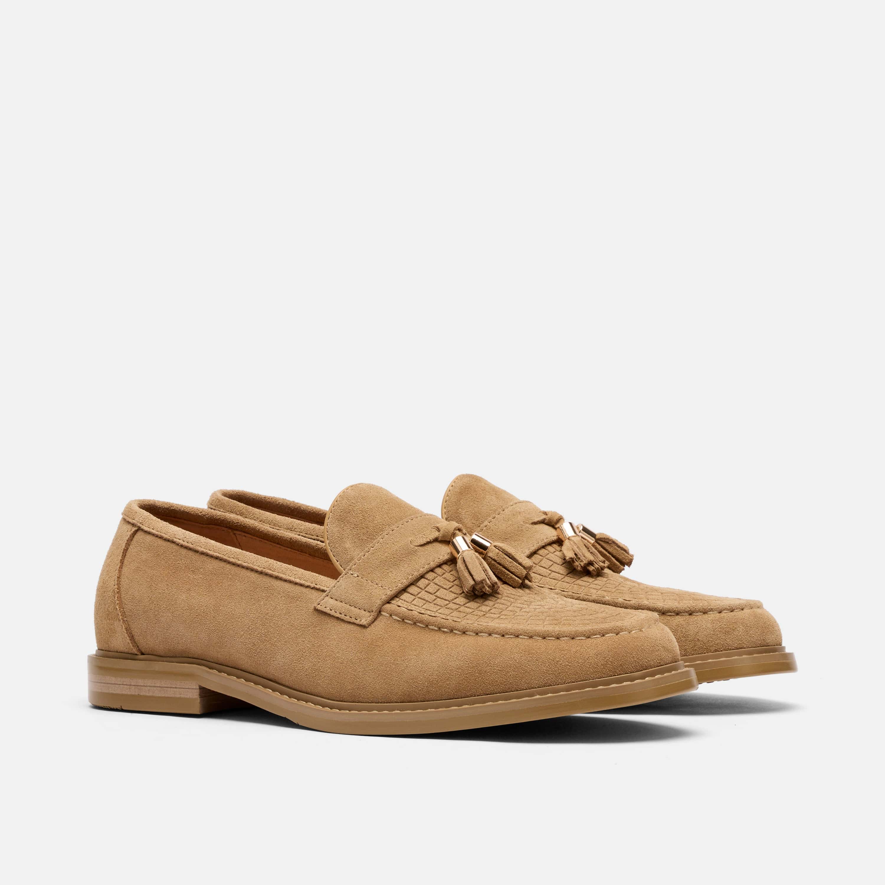 Denzel Light Caramel Suede Tassel Loafers - Image 2
