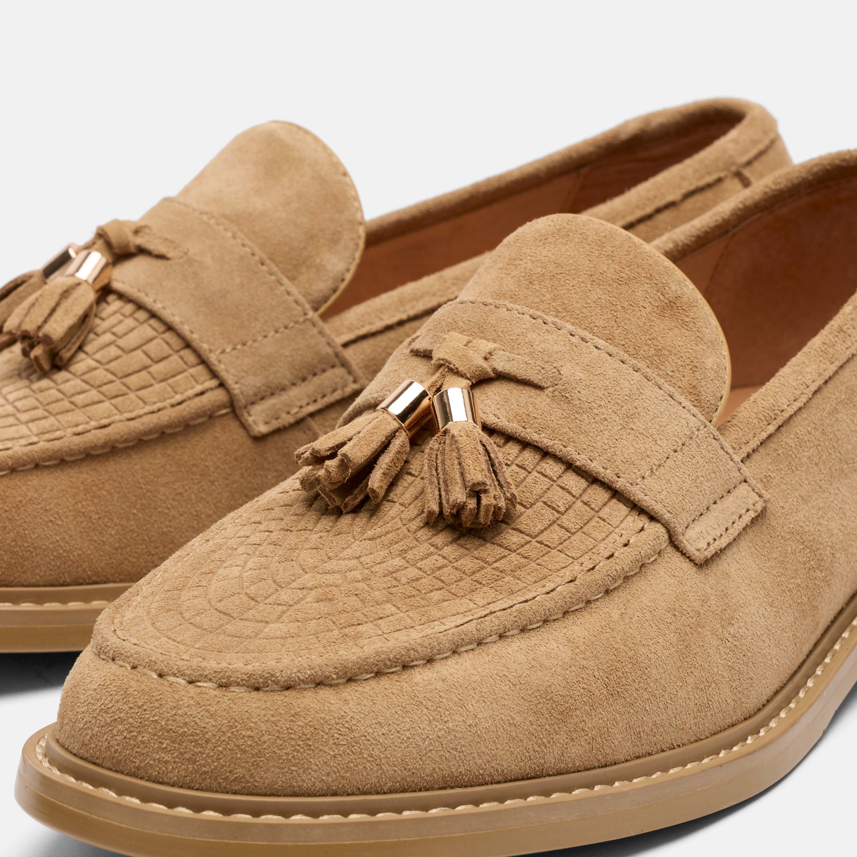 Denzel Light Caramel Suede Tassel Loafers - Image 3