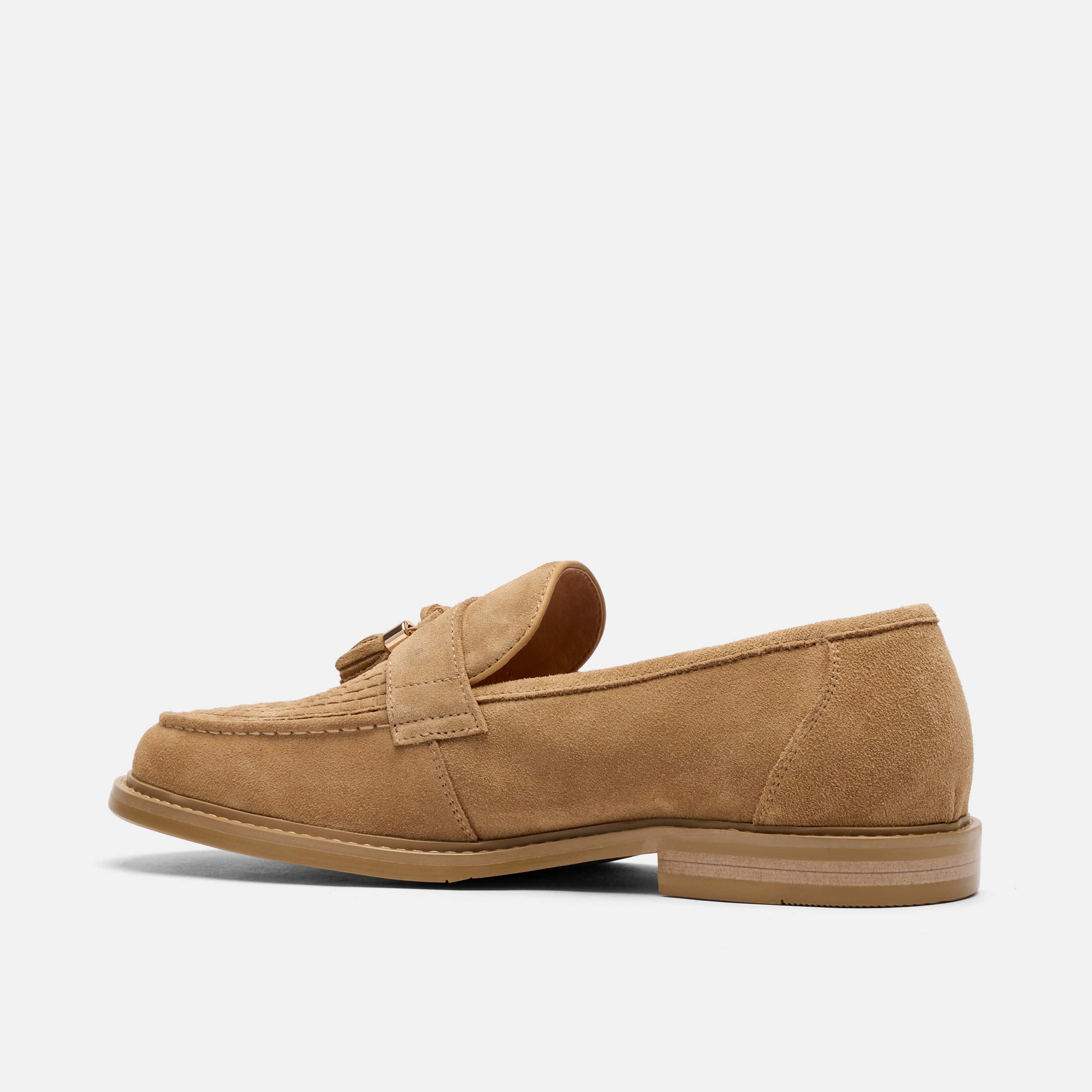 Denzel Light Caramel Suede Tassel Loafers - Image 4