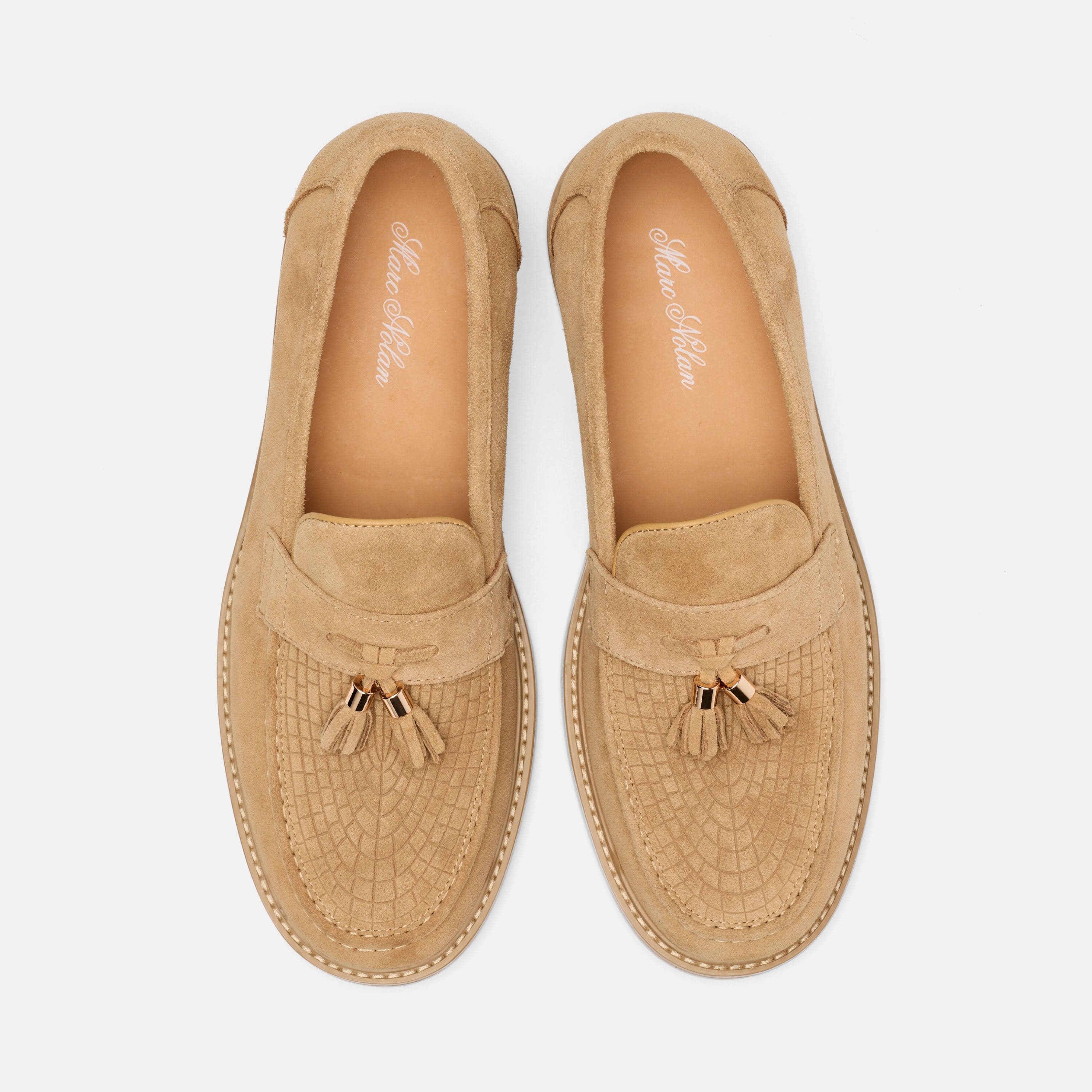 Denzel Light Caramel Suede Tassel Loafers - Image 5