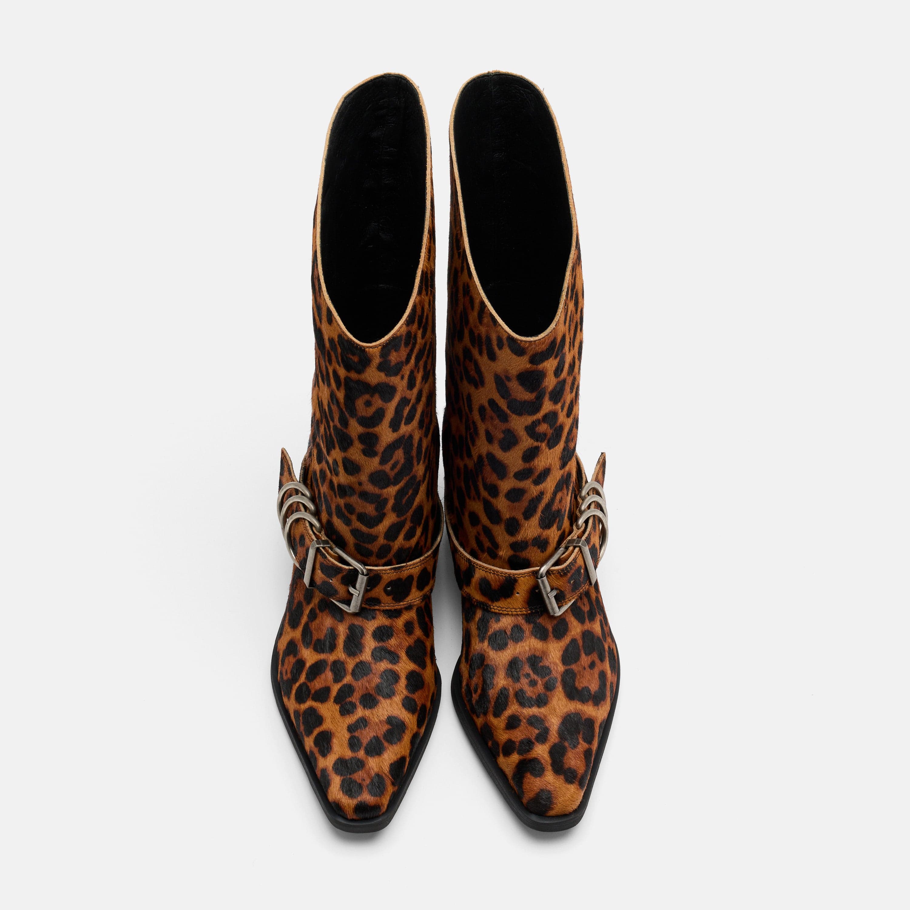 Donna Leopard Pony Hair Moto Ankle Boots - Image 6