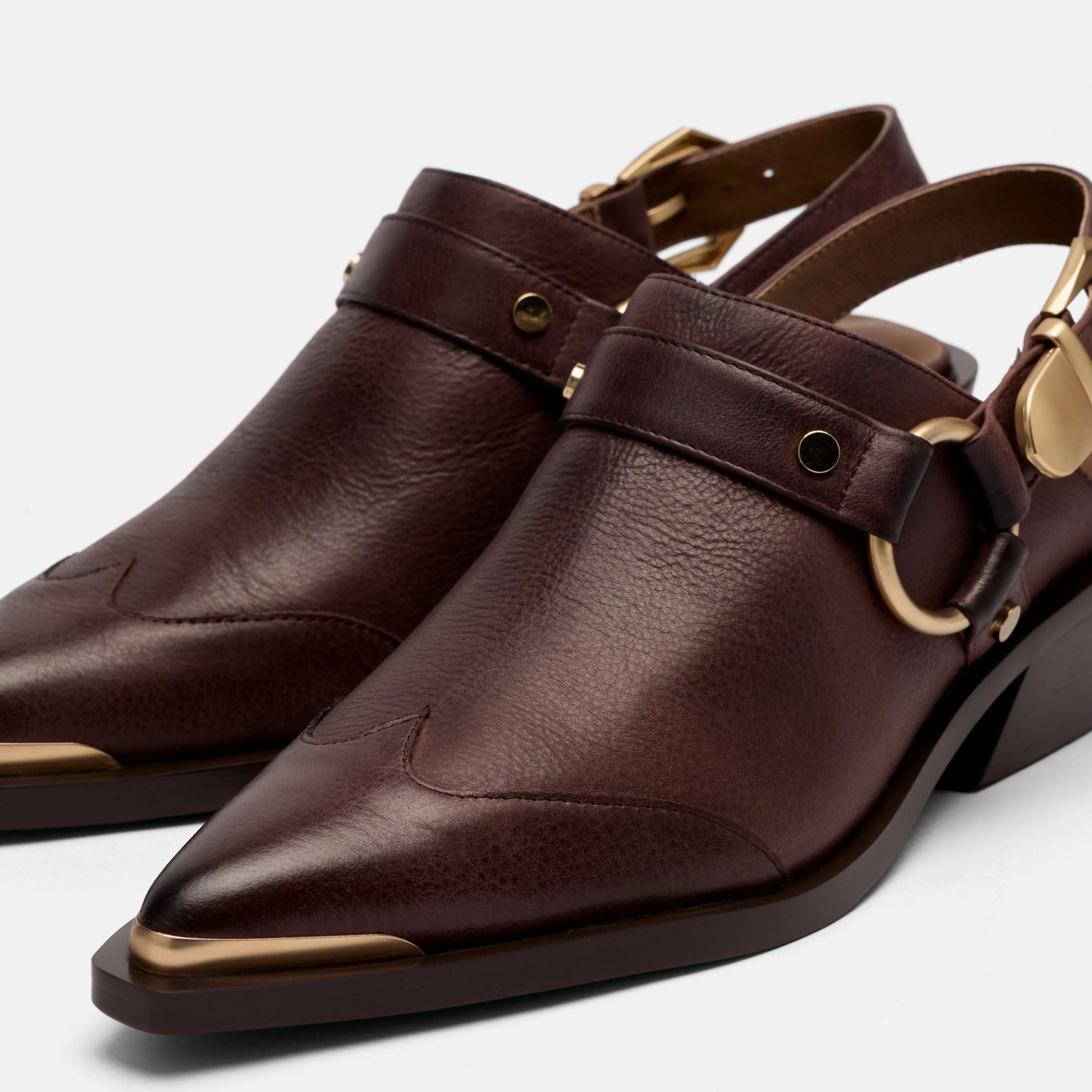Frontier Brown Leather Western Slingbacks - Image 3