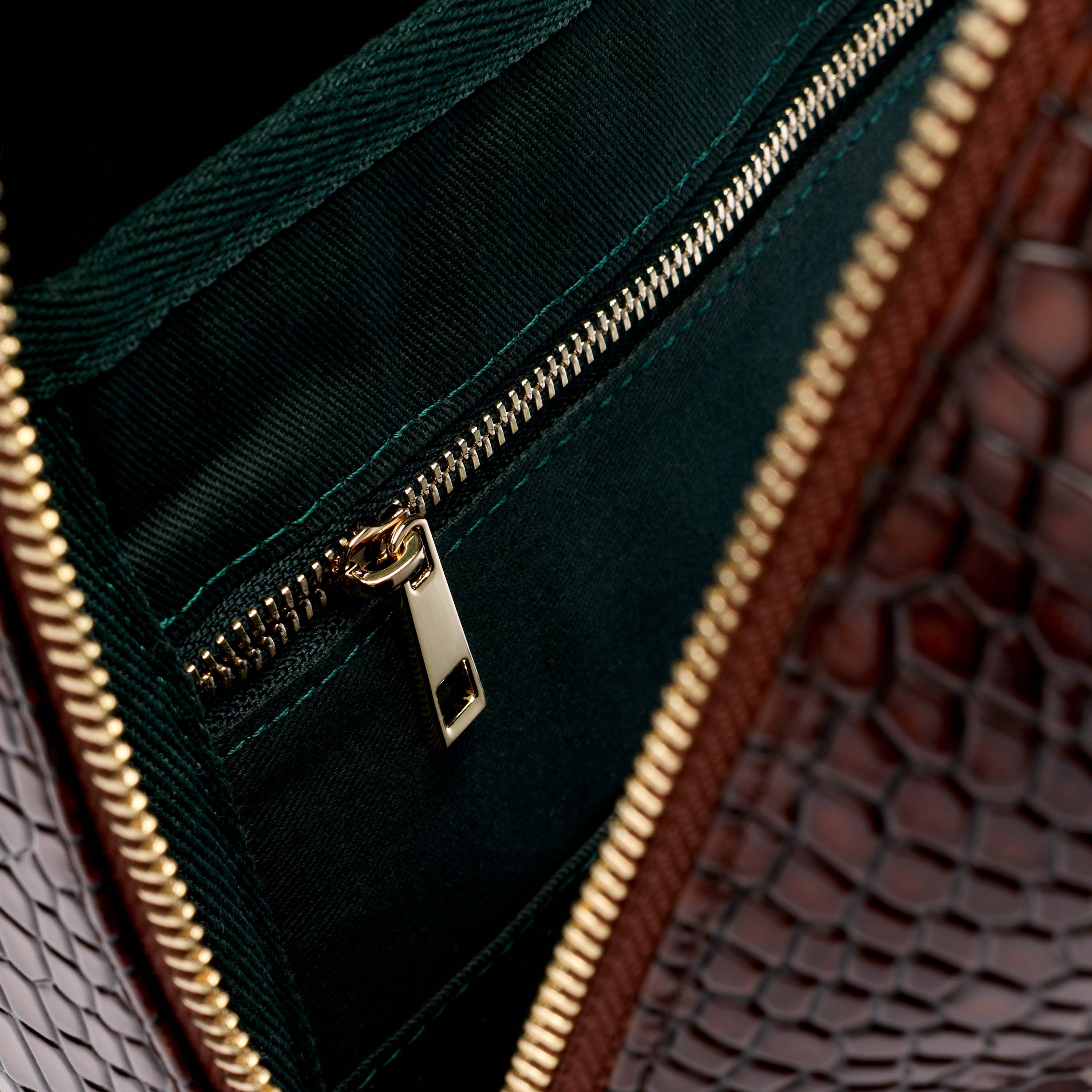 Fulton Brown Crocskin Leather Backpack - Image 4